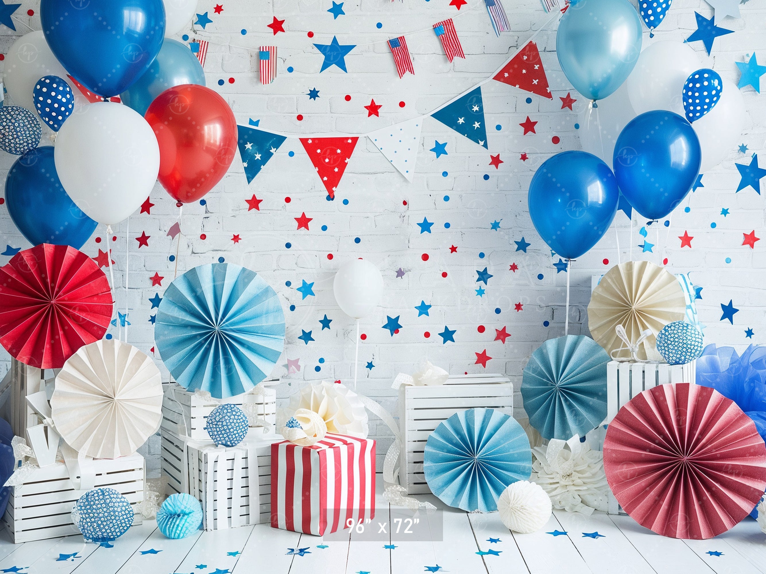 Patriotic Stars and Stripes Celebration Backdrop