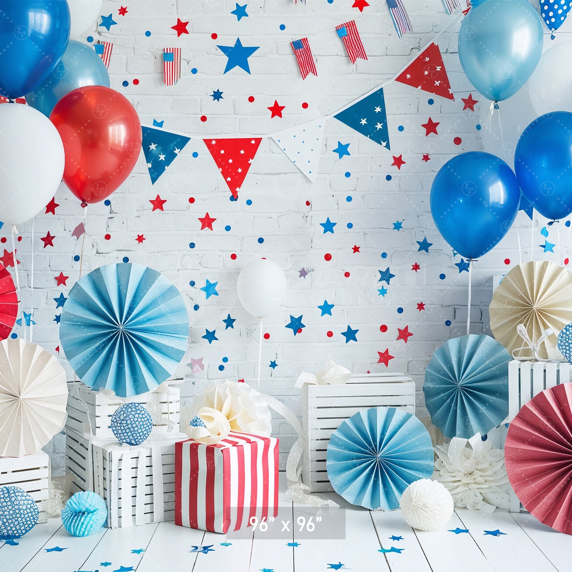 Patriotic Stars and Stripes Celebration Backdrop
