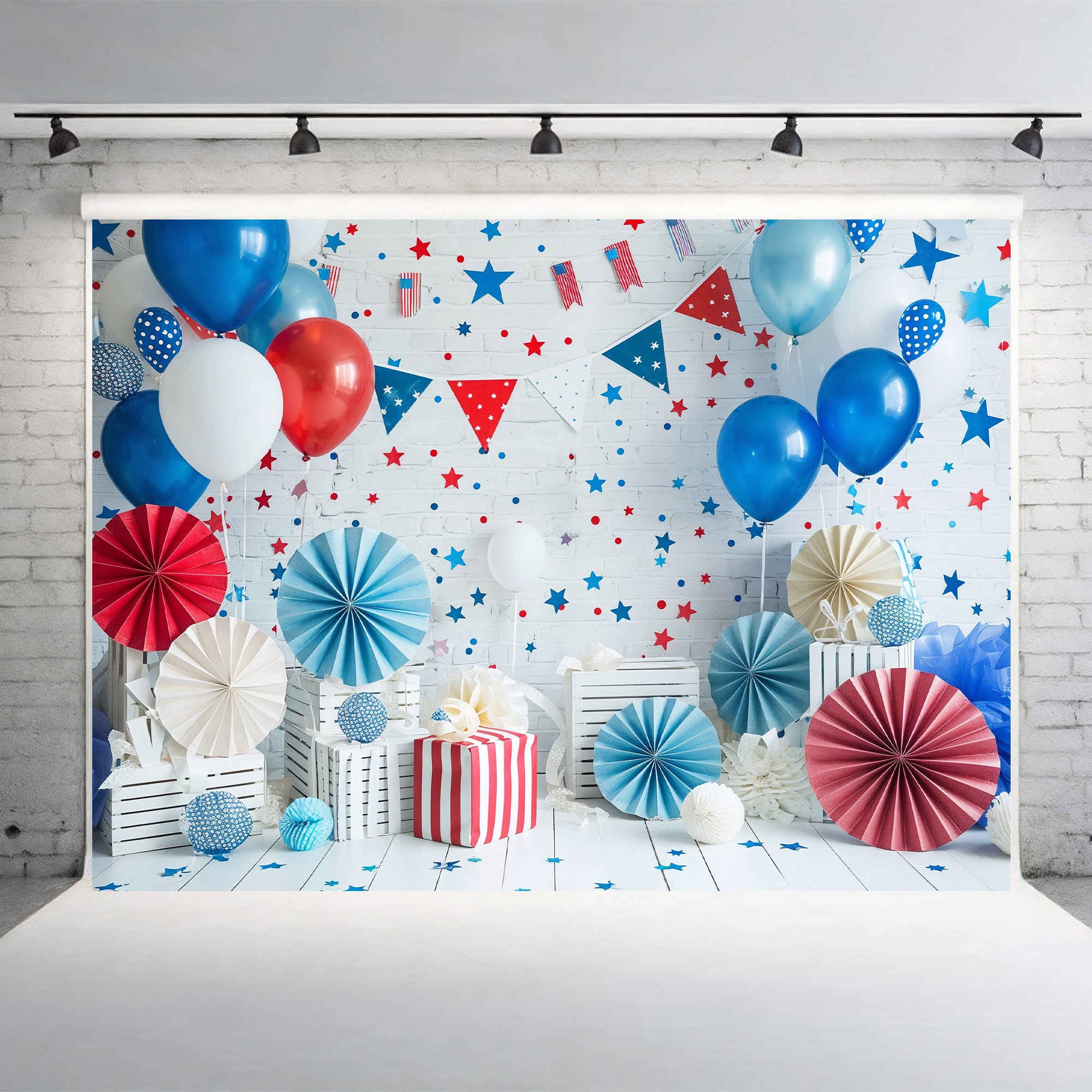 Patriotic Stars and Stripes Celebration Backdrop