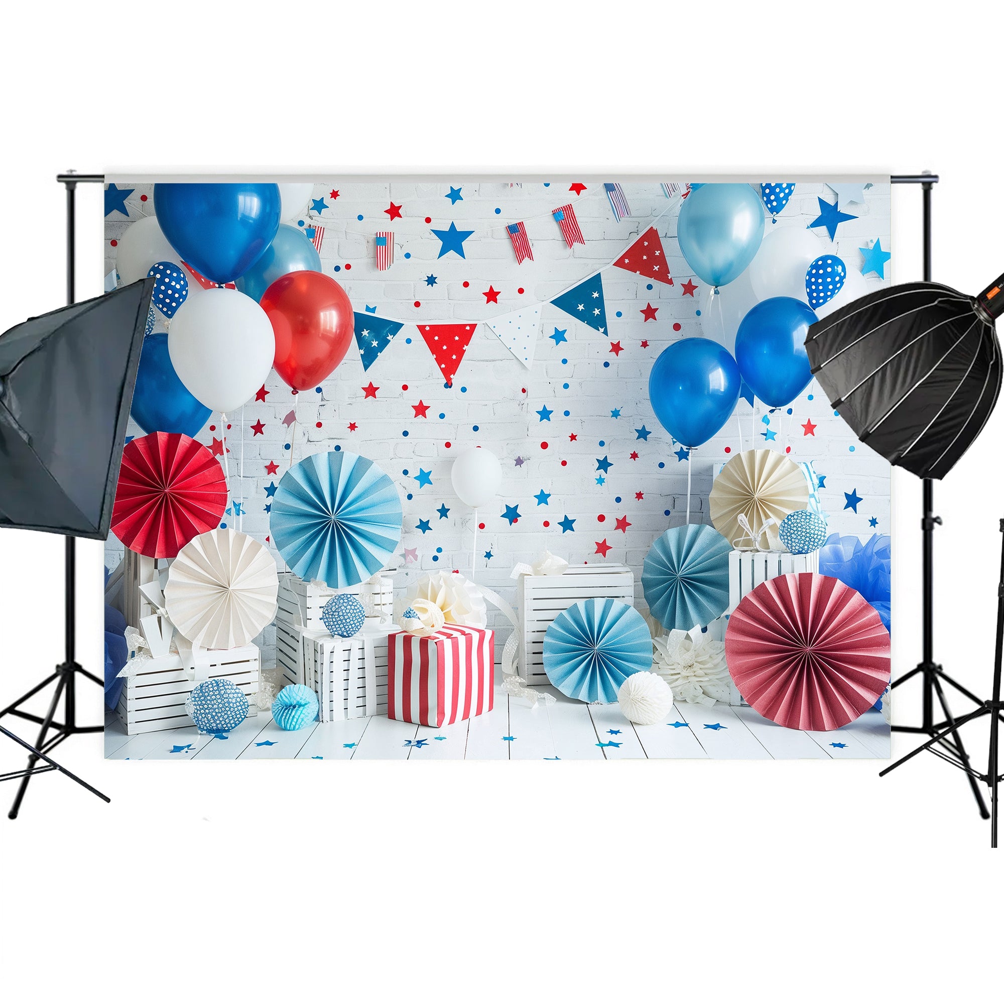 Patriotic Stars and Stripes Celebration Backdrop