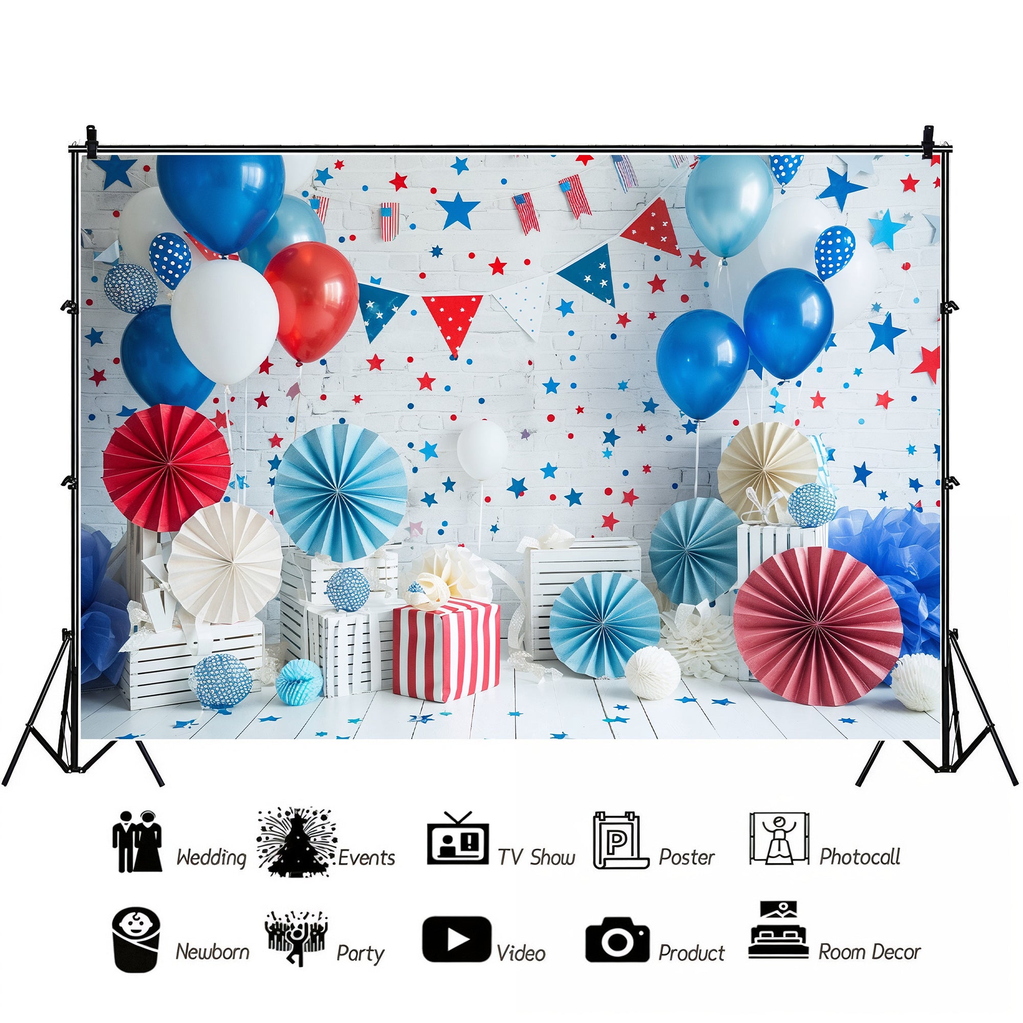 Patriotic Stars and Stripes Celebration Backdrop