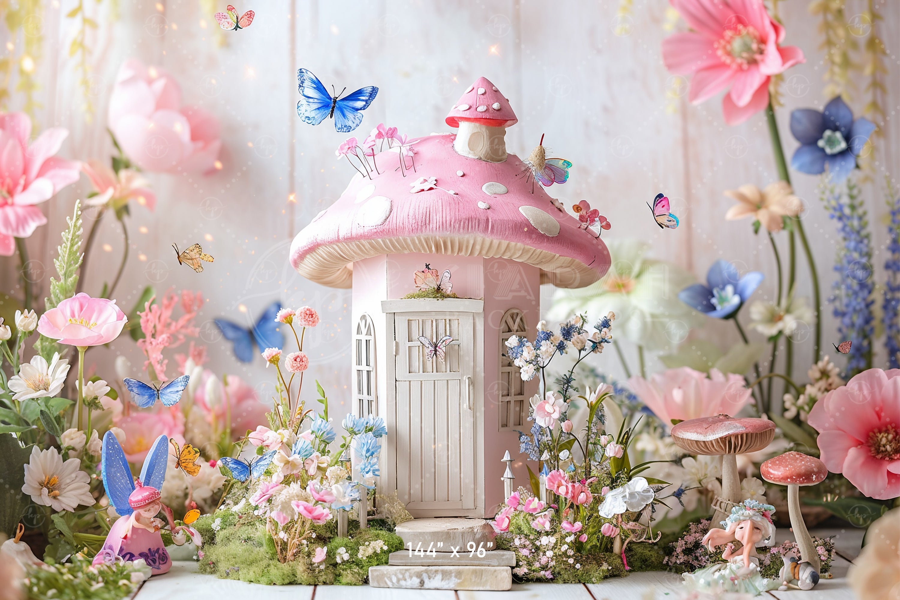 Whimsical Fairy Mushroom Cottage Backdrop