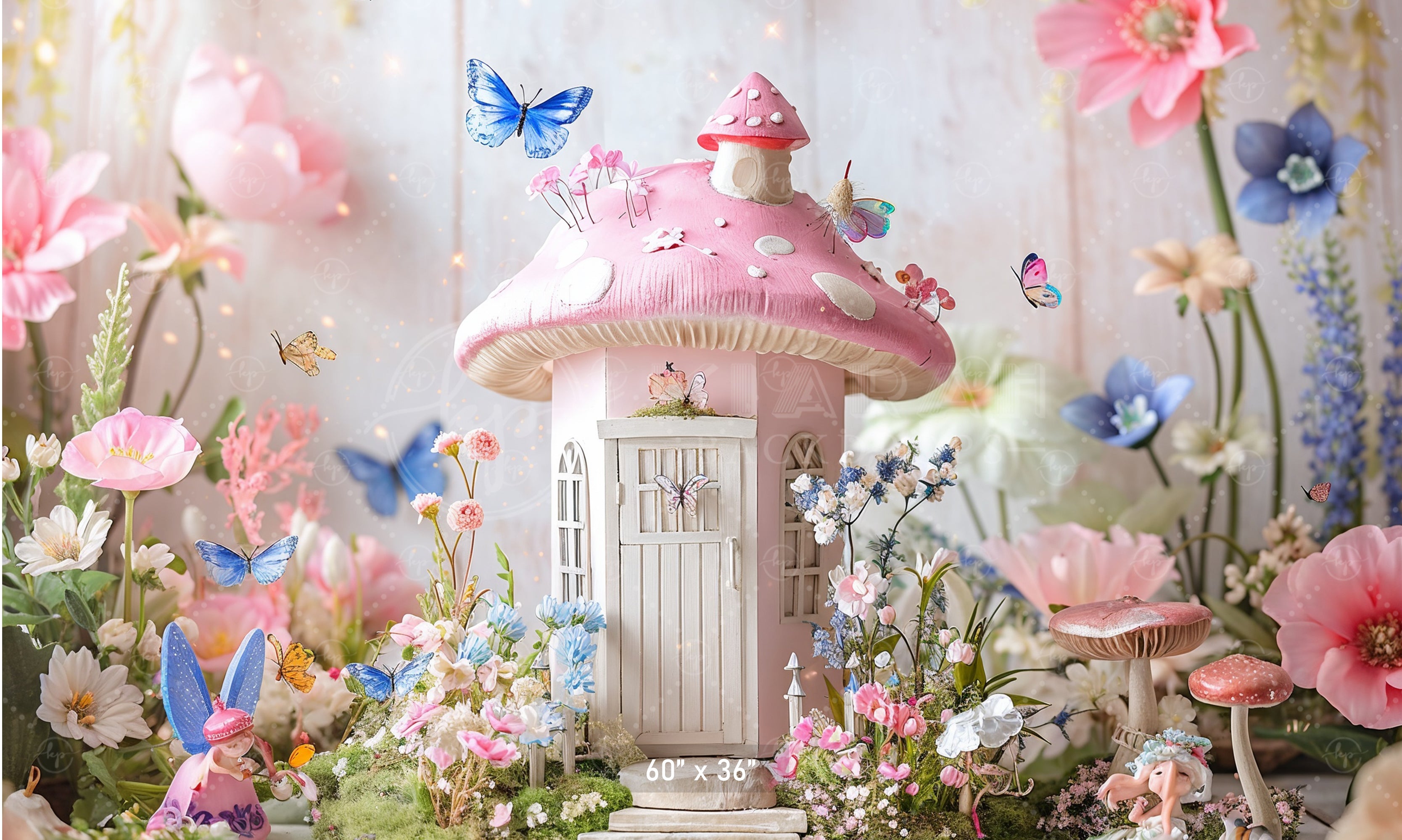 Whimsical Fairy Mushroom Cottage Backdrop