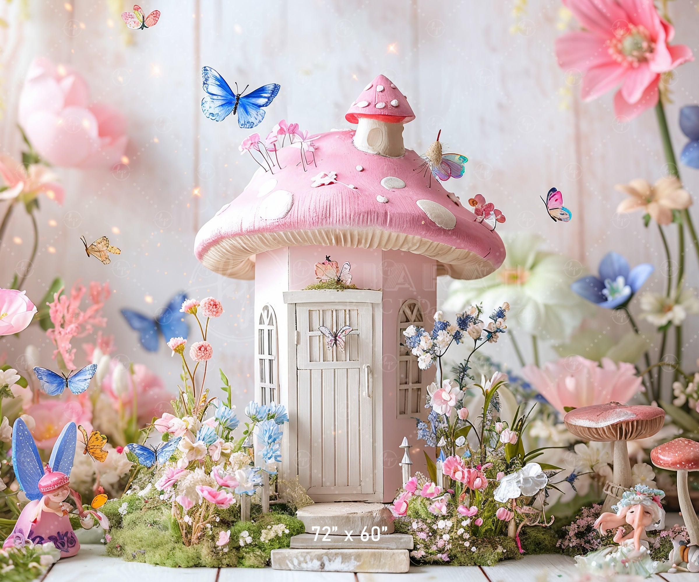 Whimsical Fairy Mushroom Cottage Backdrop