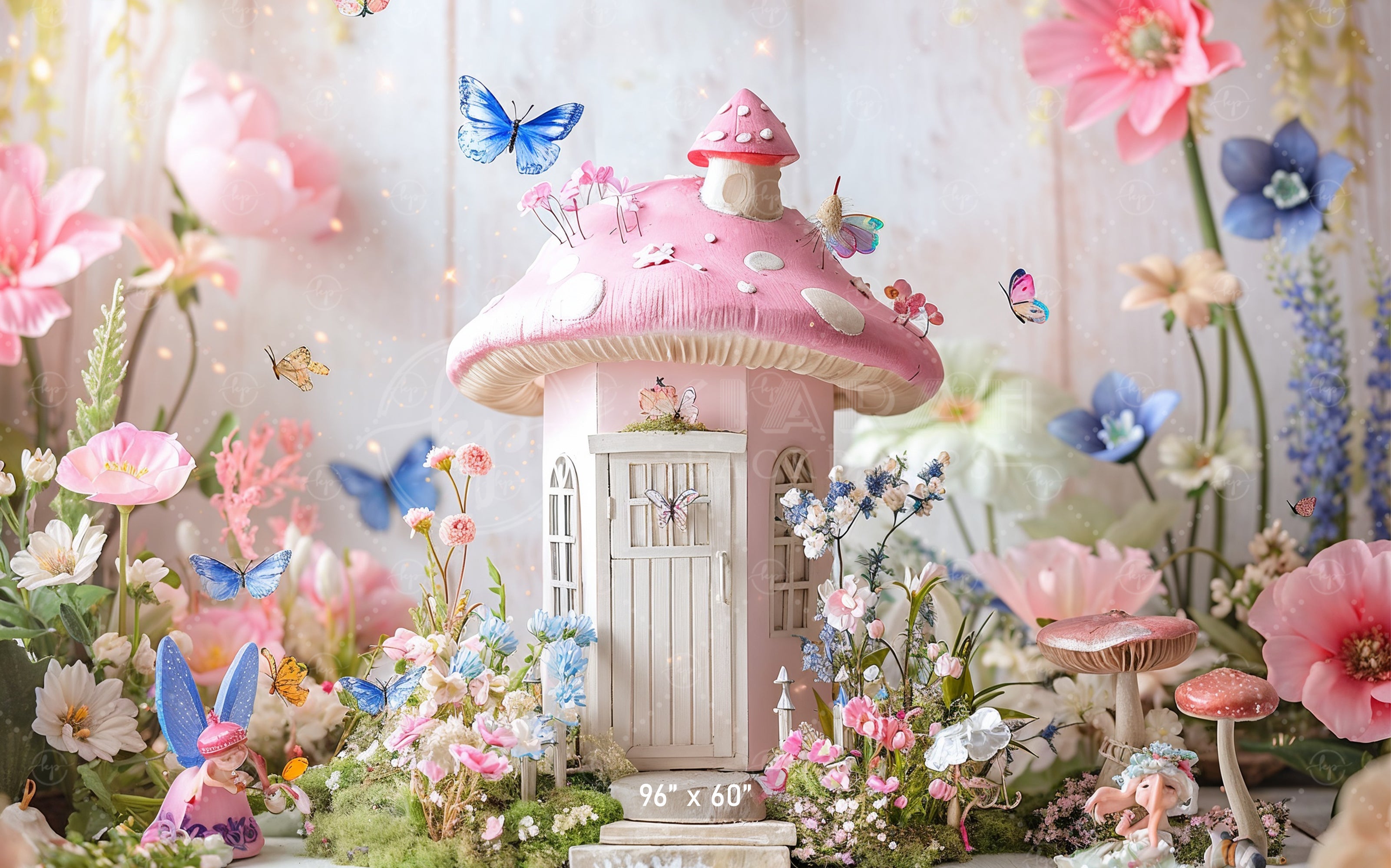 Whimsical Fairy Mushroom Cottage Backdrop