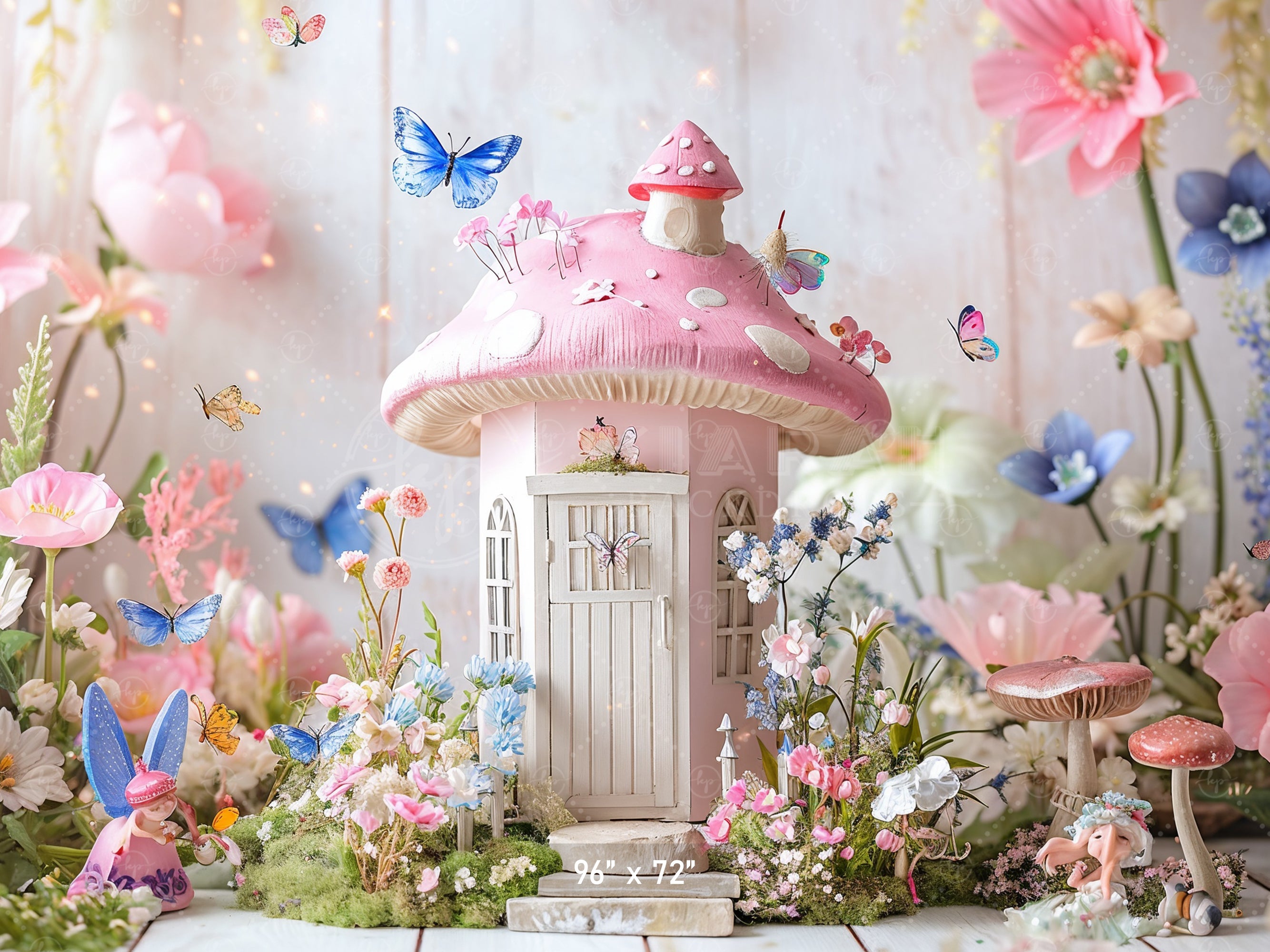 Whimsical Fairy Mushroom Cottage Backdrop