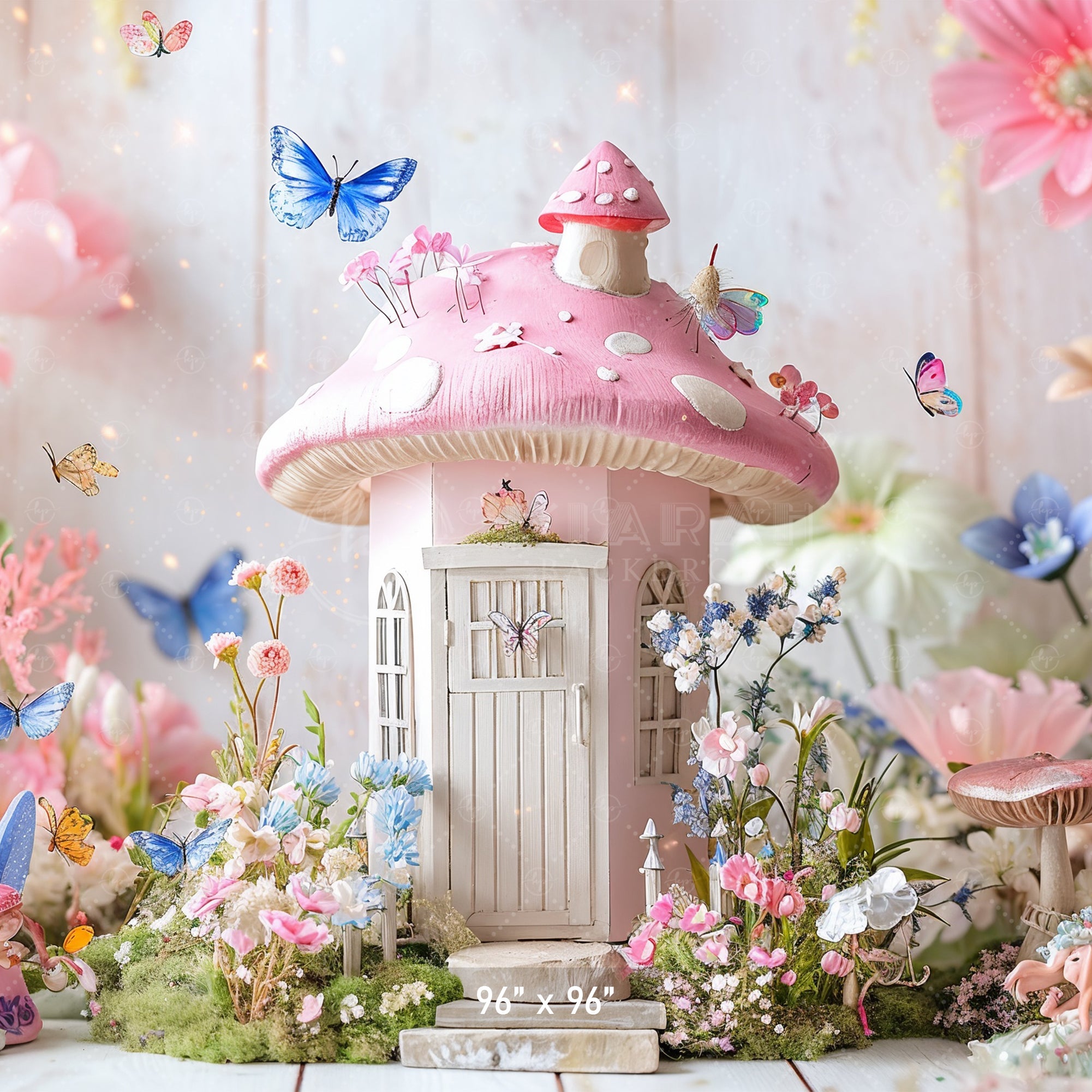 Whimsical Fairy Mushroom Cottage Backdrop