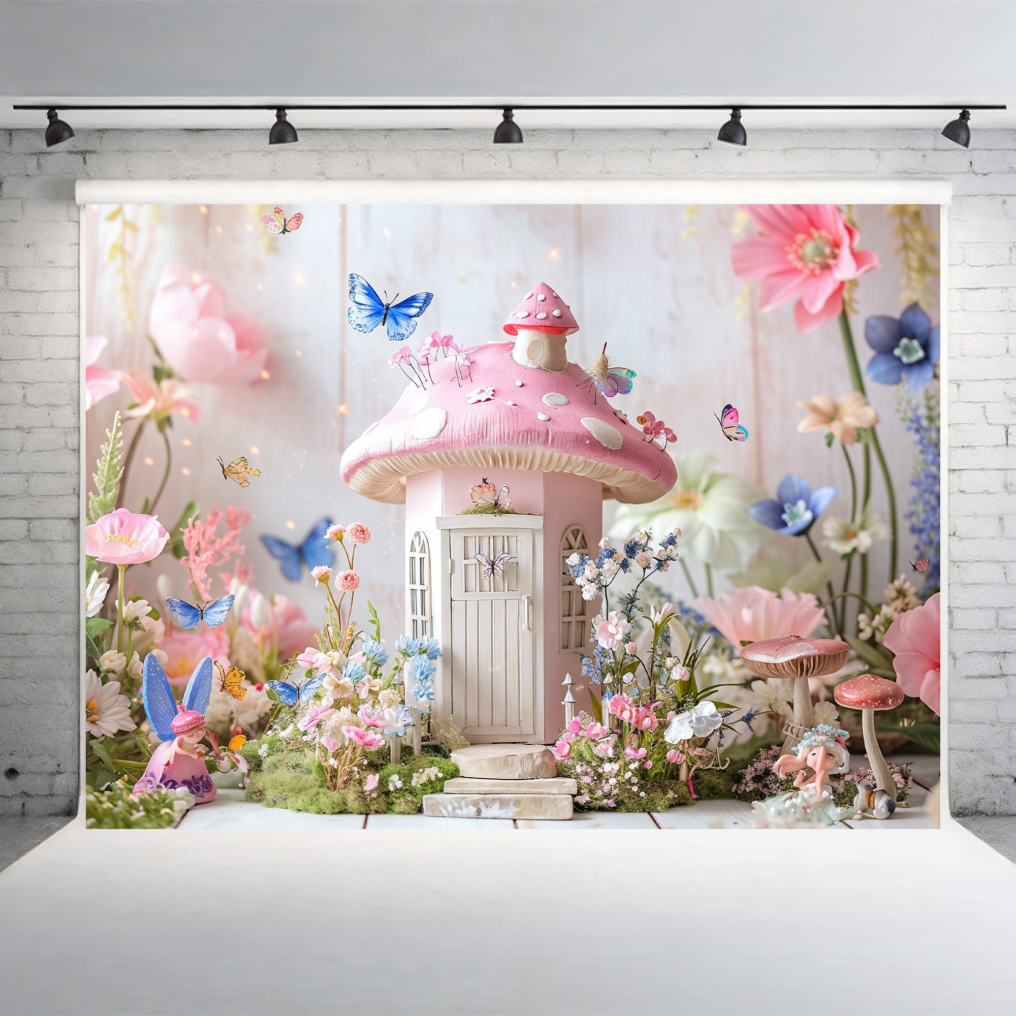 Whimsical Fairy Mushroom Cottage Backdrop