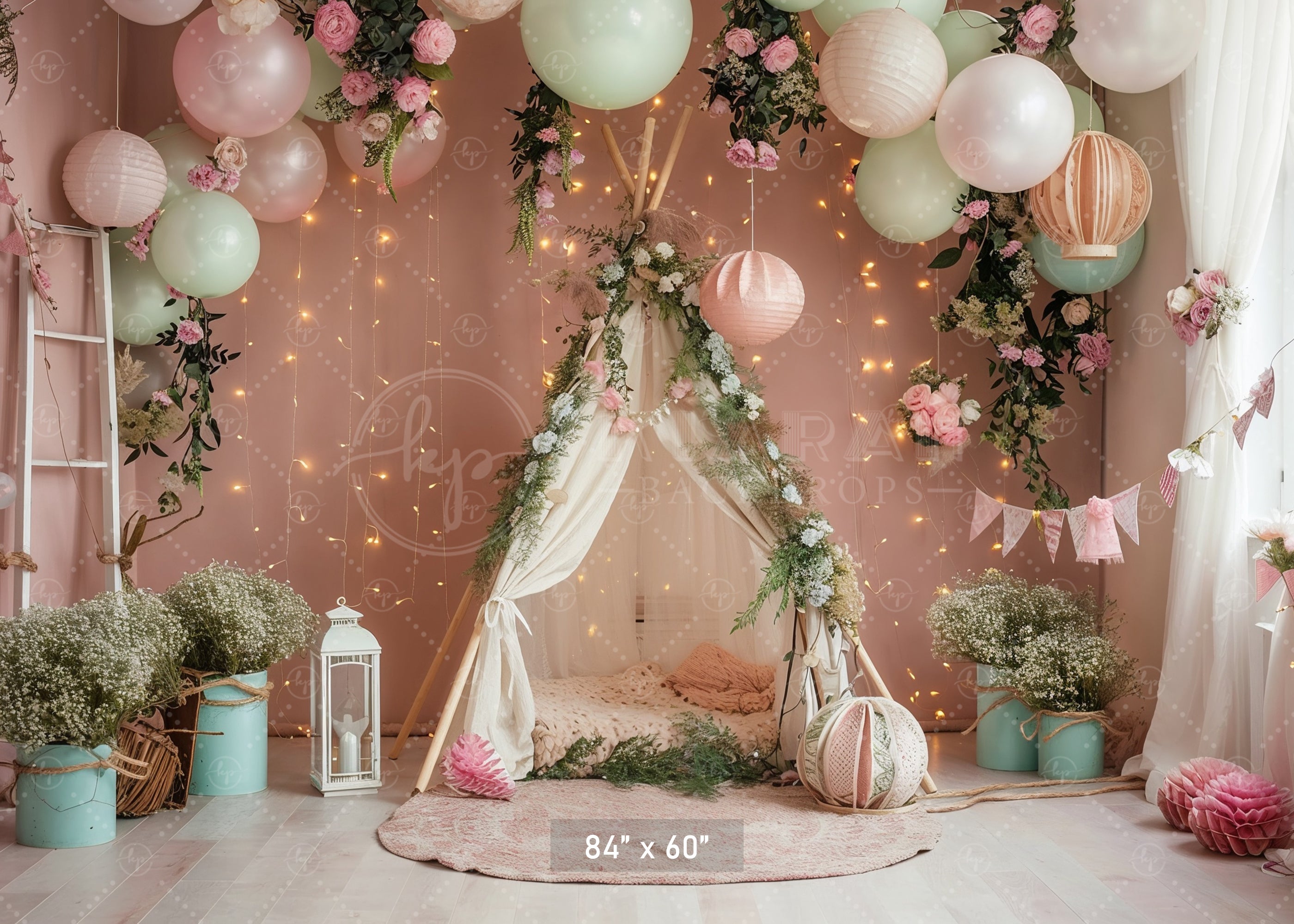 Boho Floral Teepee Dream Backdrop
