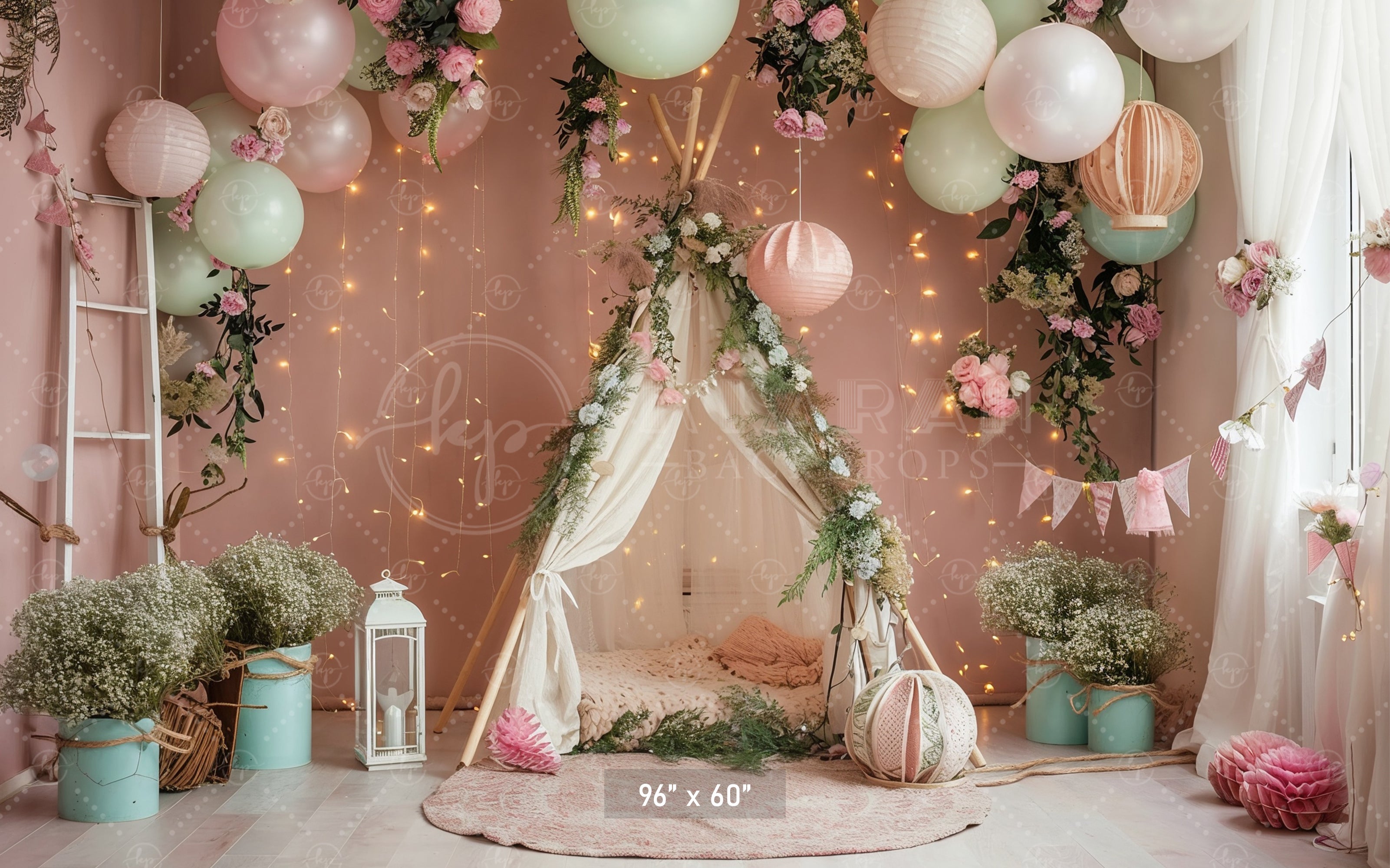 Boho Floral Teepee Dream Backdrop