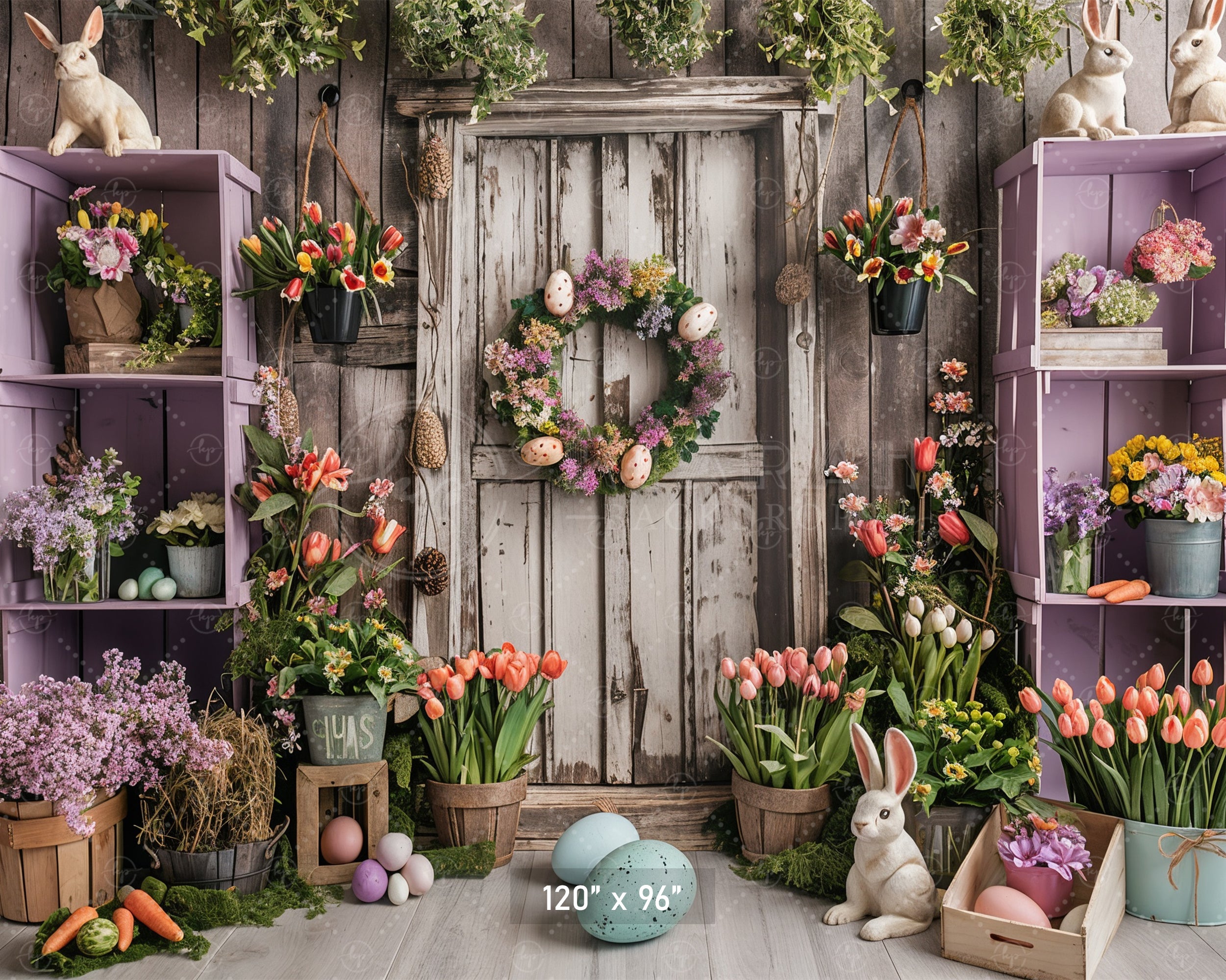 Rustic Easter Garden Delight Backdrop