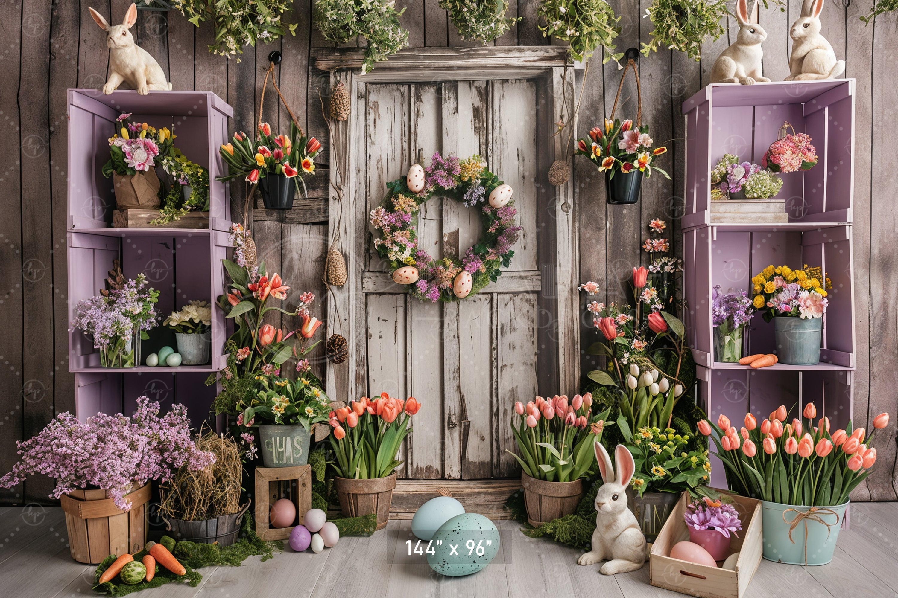 Rustic Easter Garden Delight Backdrop