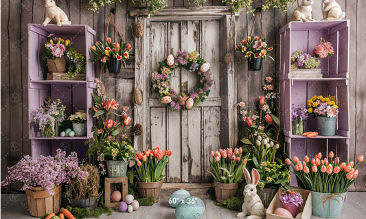 Rustic Easter Garden Delight Backdrop