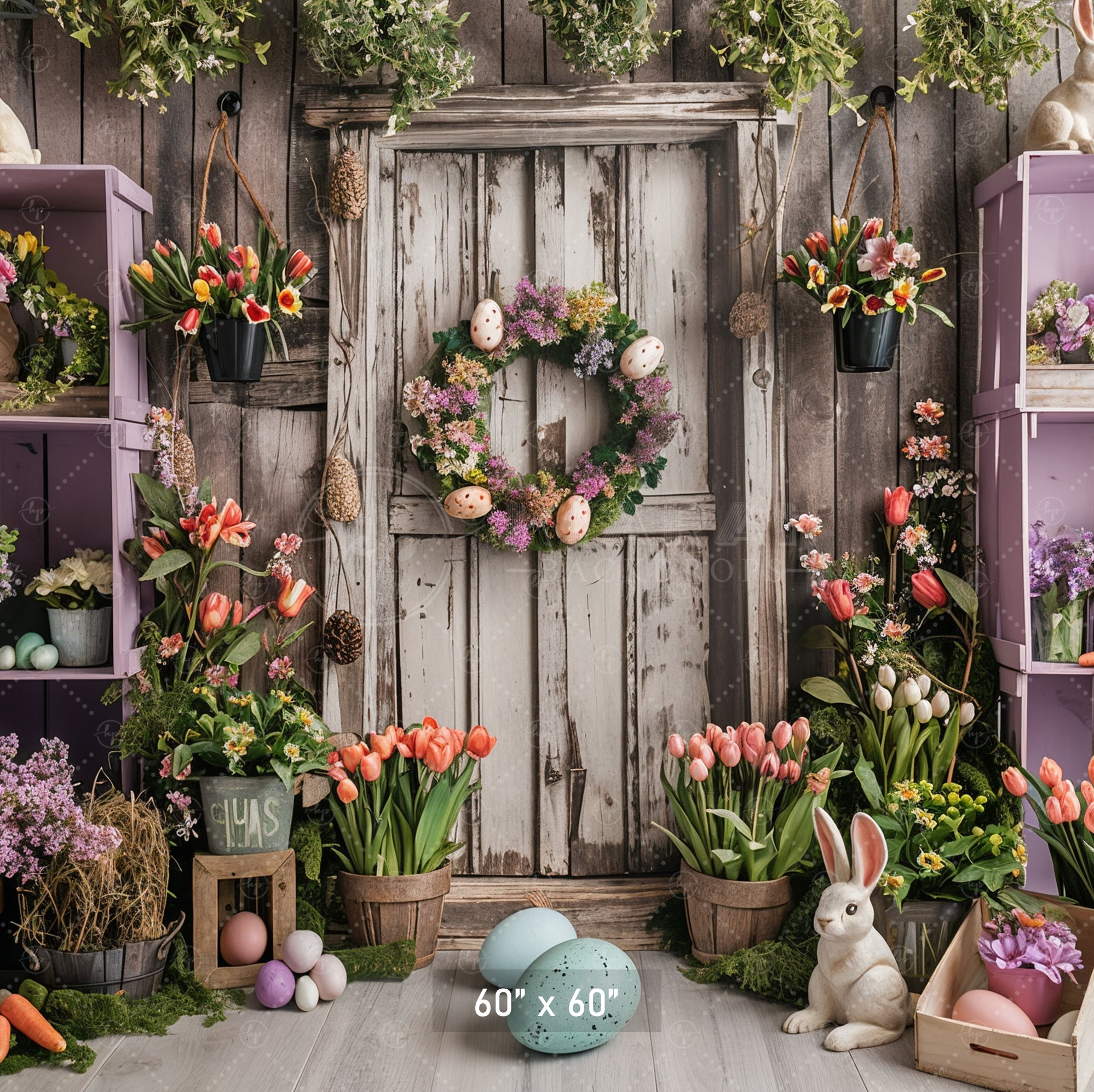 Rustic Easter Garden Delight Backdrop