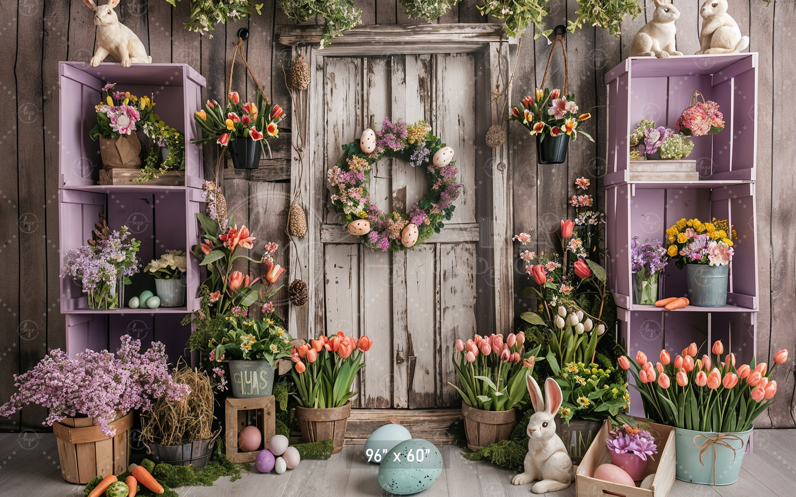 Rustic Easter Garden Delight Backdrop