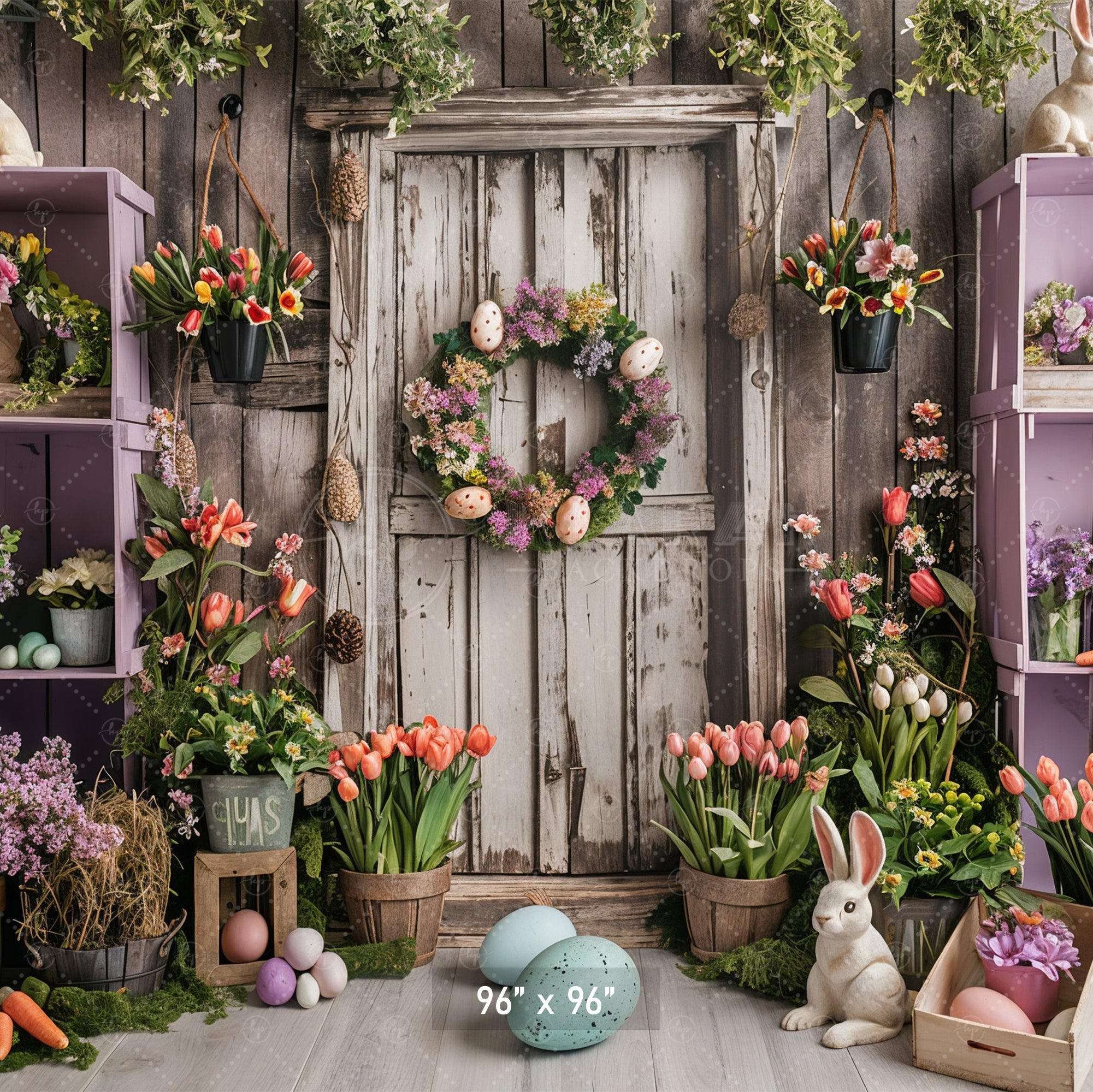 Rustic Easter Garden Delight Backdrop