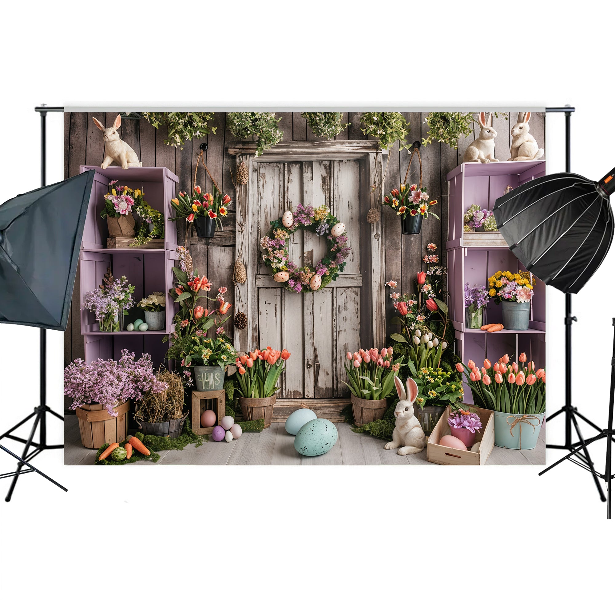 Rustic Easter Garden Delight Backdrop