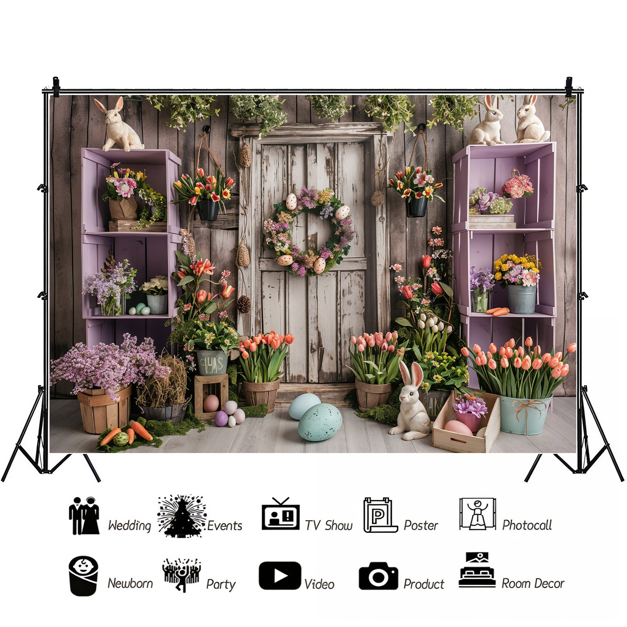 Rustic Easter Garden Delight Backdrop