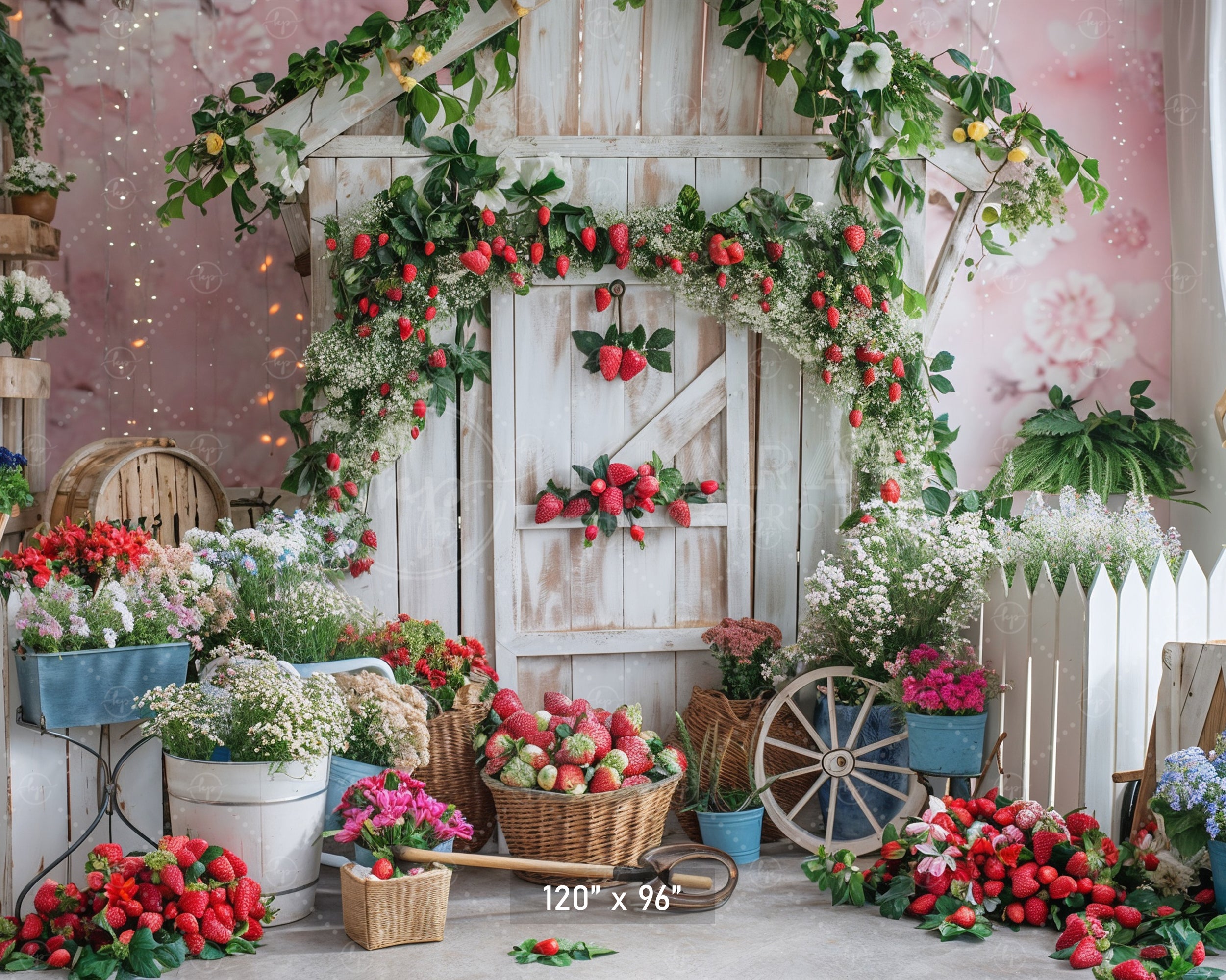 Strawberry Garden Paradise Backdrop