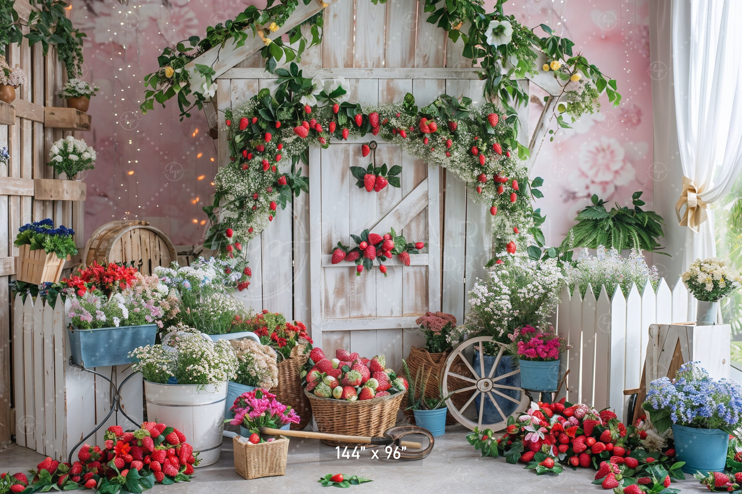 Strawberry Garden Paradise Backdrop