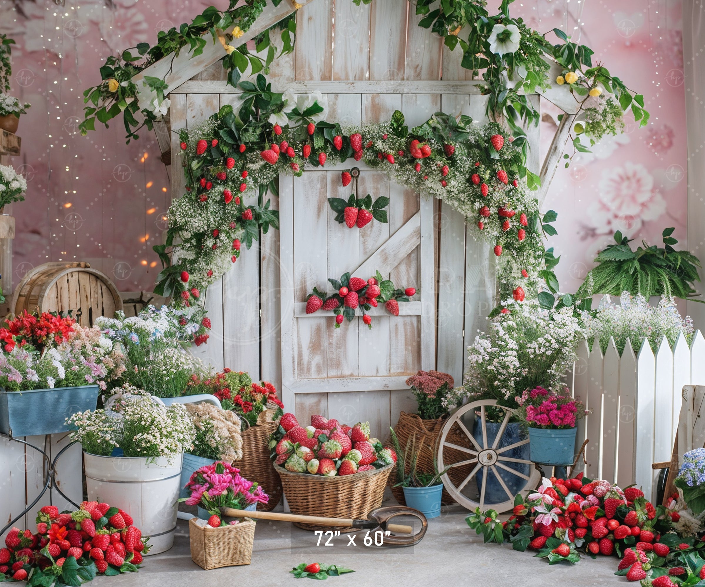 Strawberry Garden Paradise Backdrop