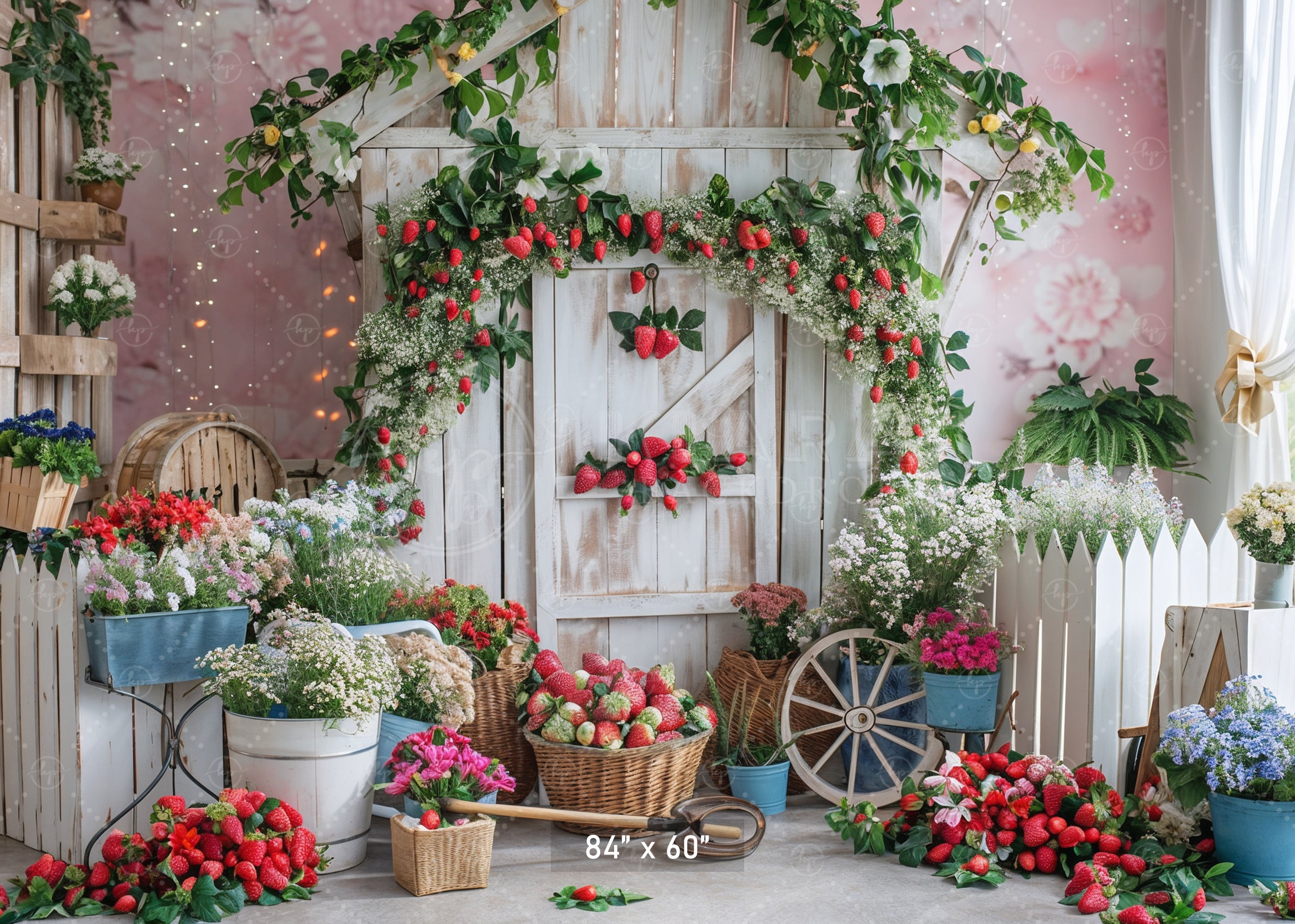Strawberry Garden Paradise Backdrop