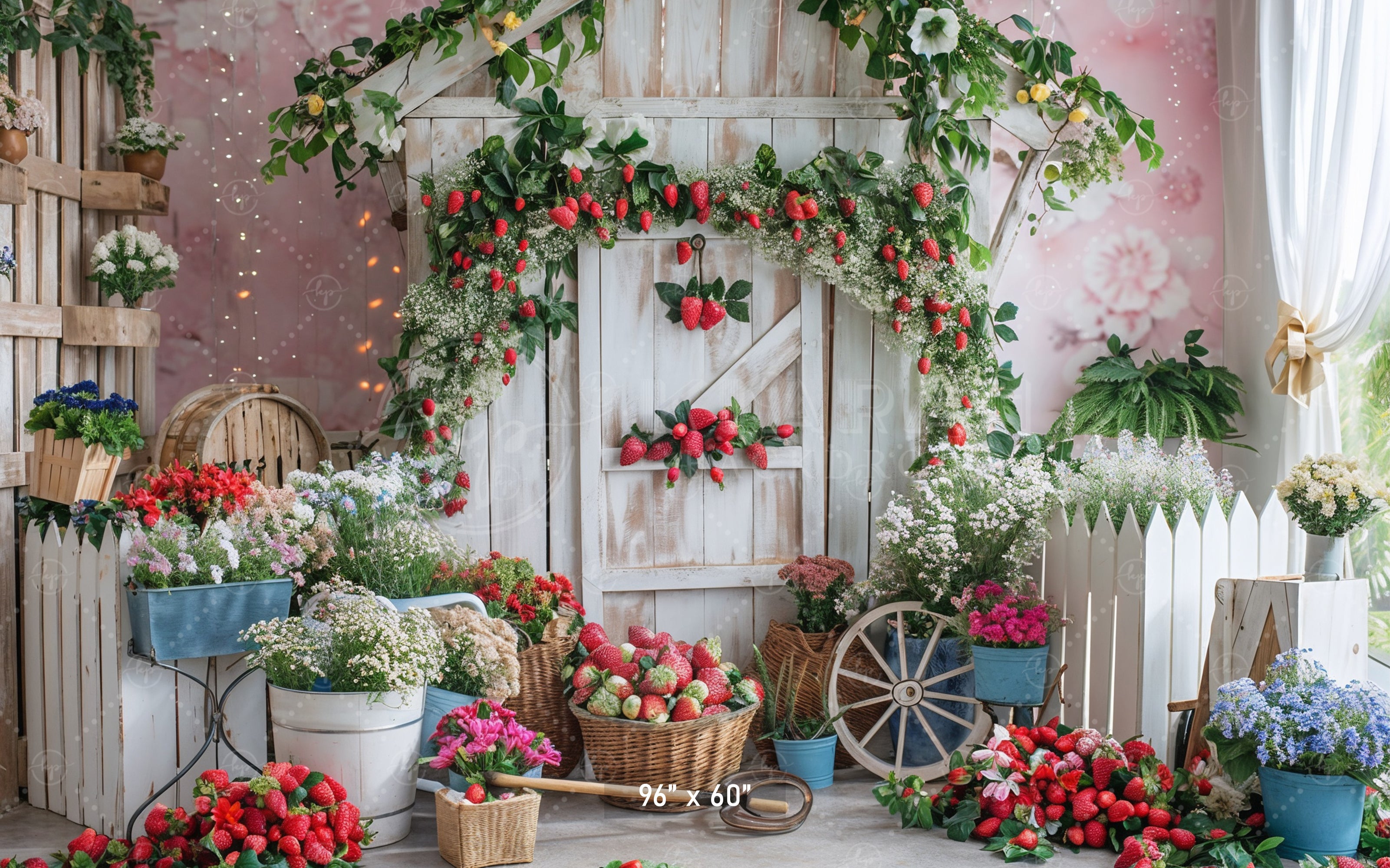 Strawberry Garden Paradise Backdrop