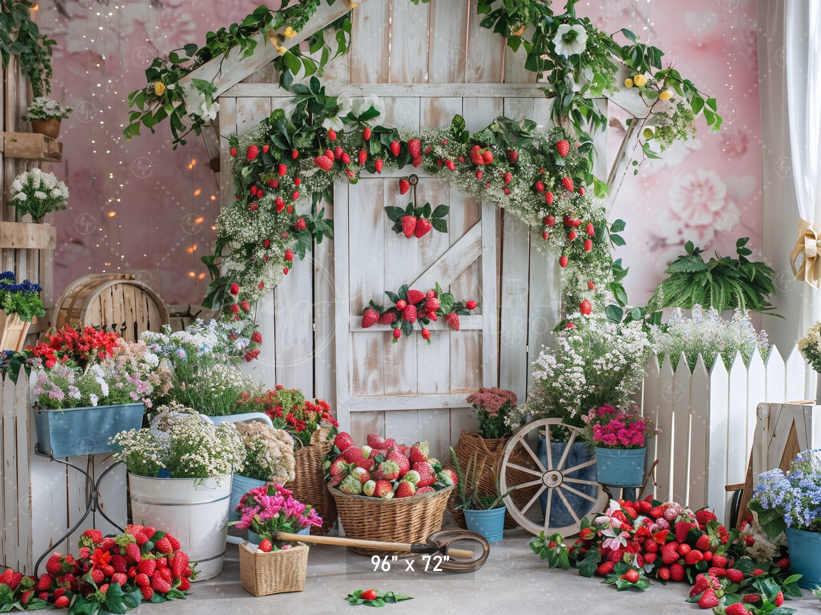 Strawberry Garden Paradise Backdrop