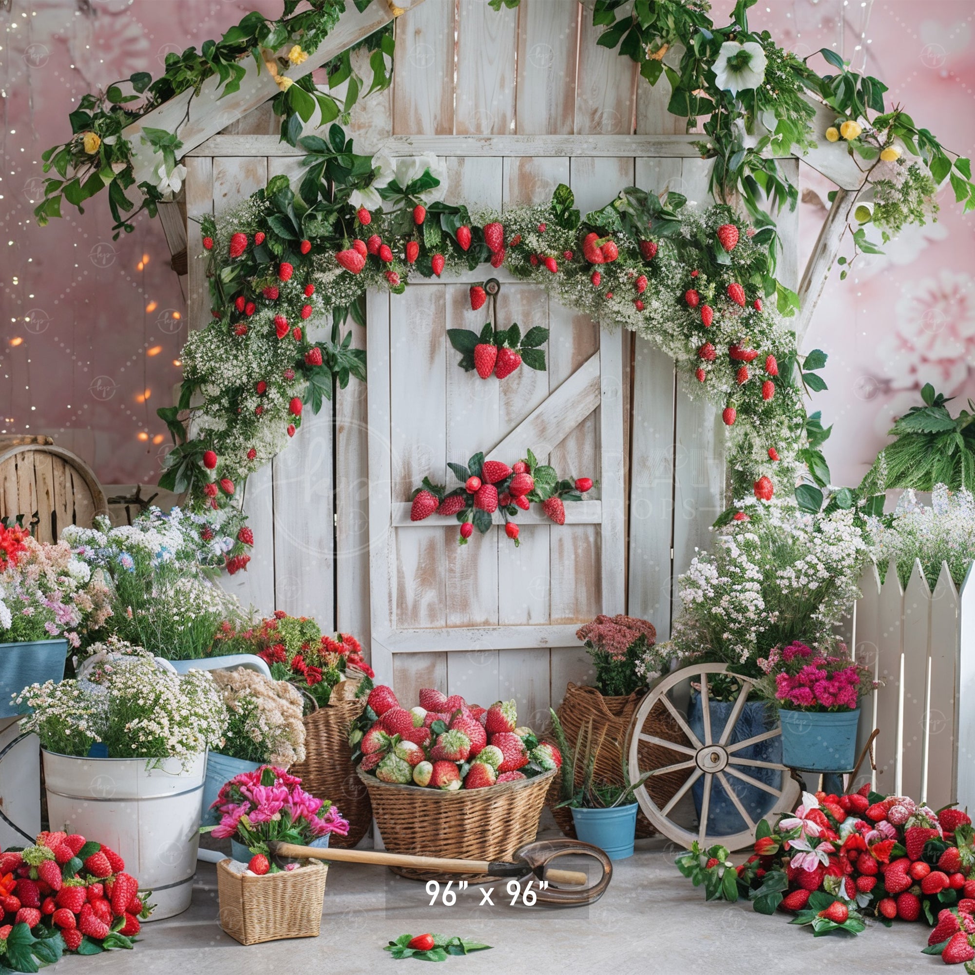 Strawberry Garden Paradise Backdrop