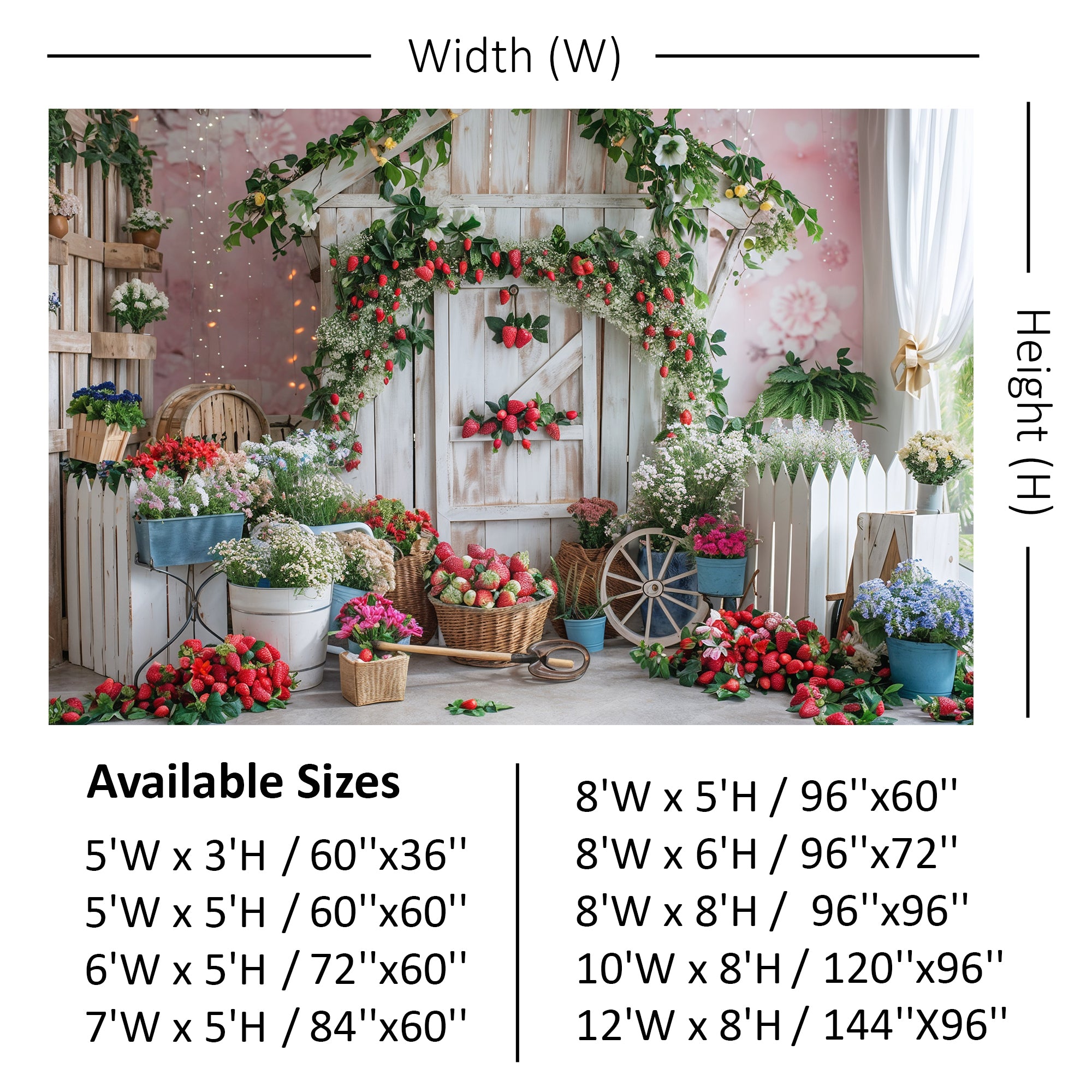 Strawberry Garden Paradise Backdrop
