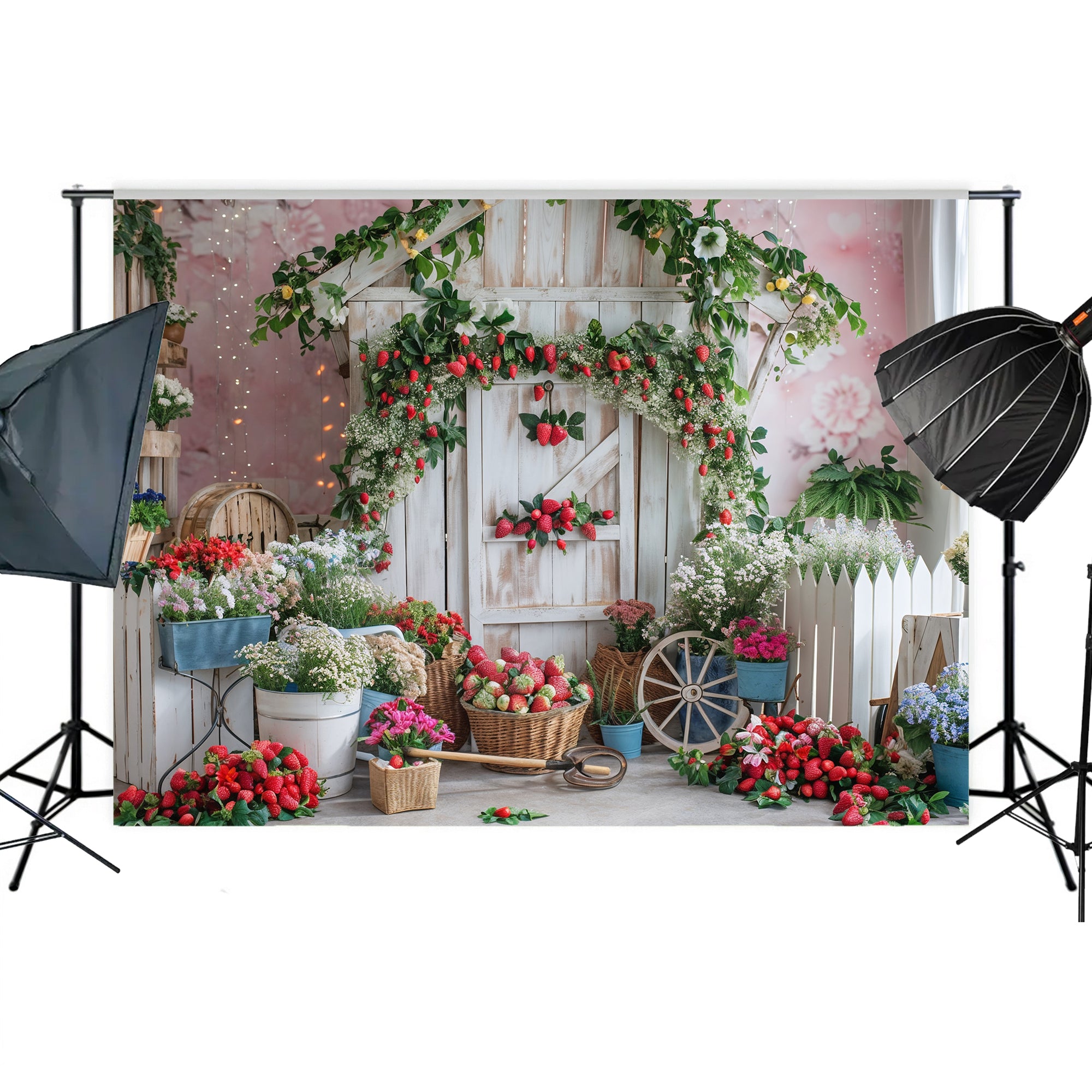 Strawberry Garden Paradise Backdrop