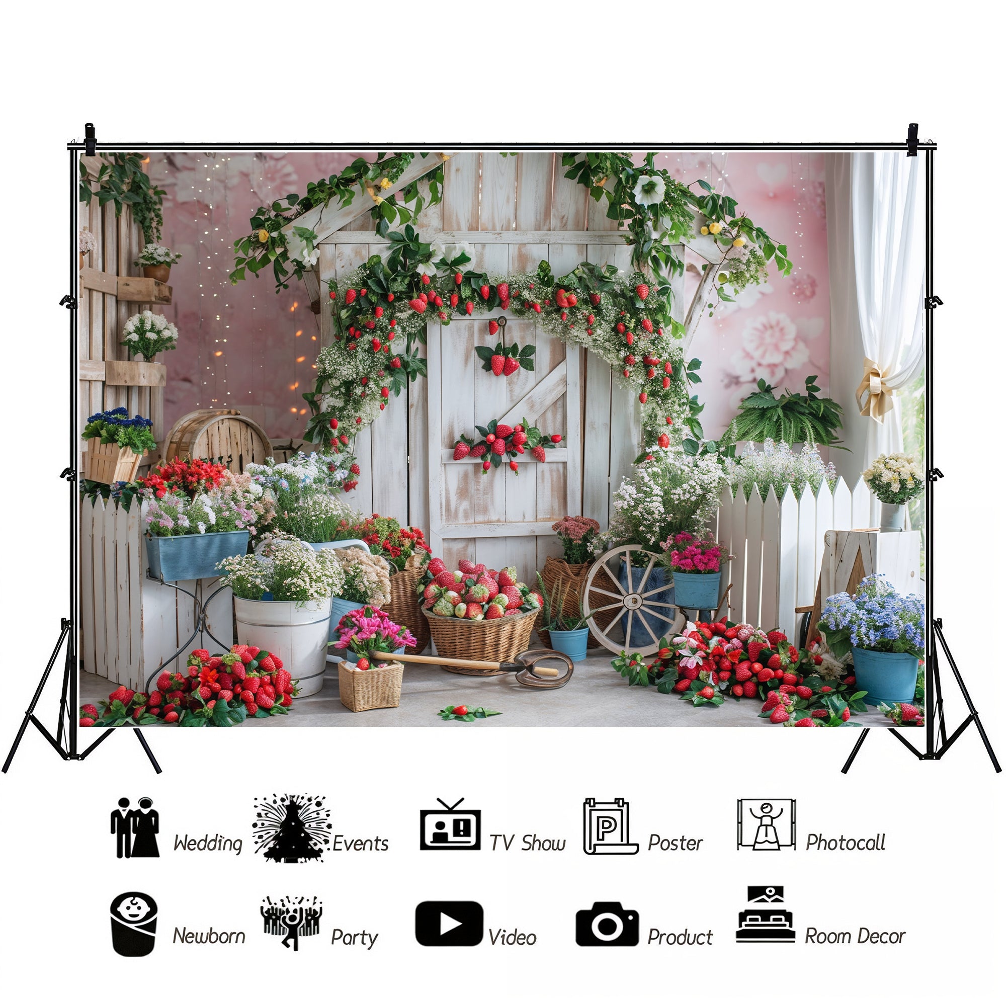 Strawberry Garden Paradise Backdrop