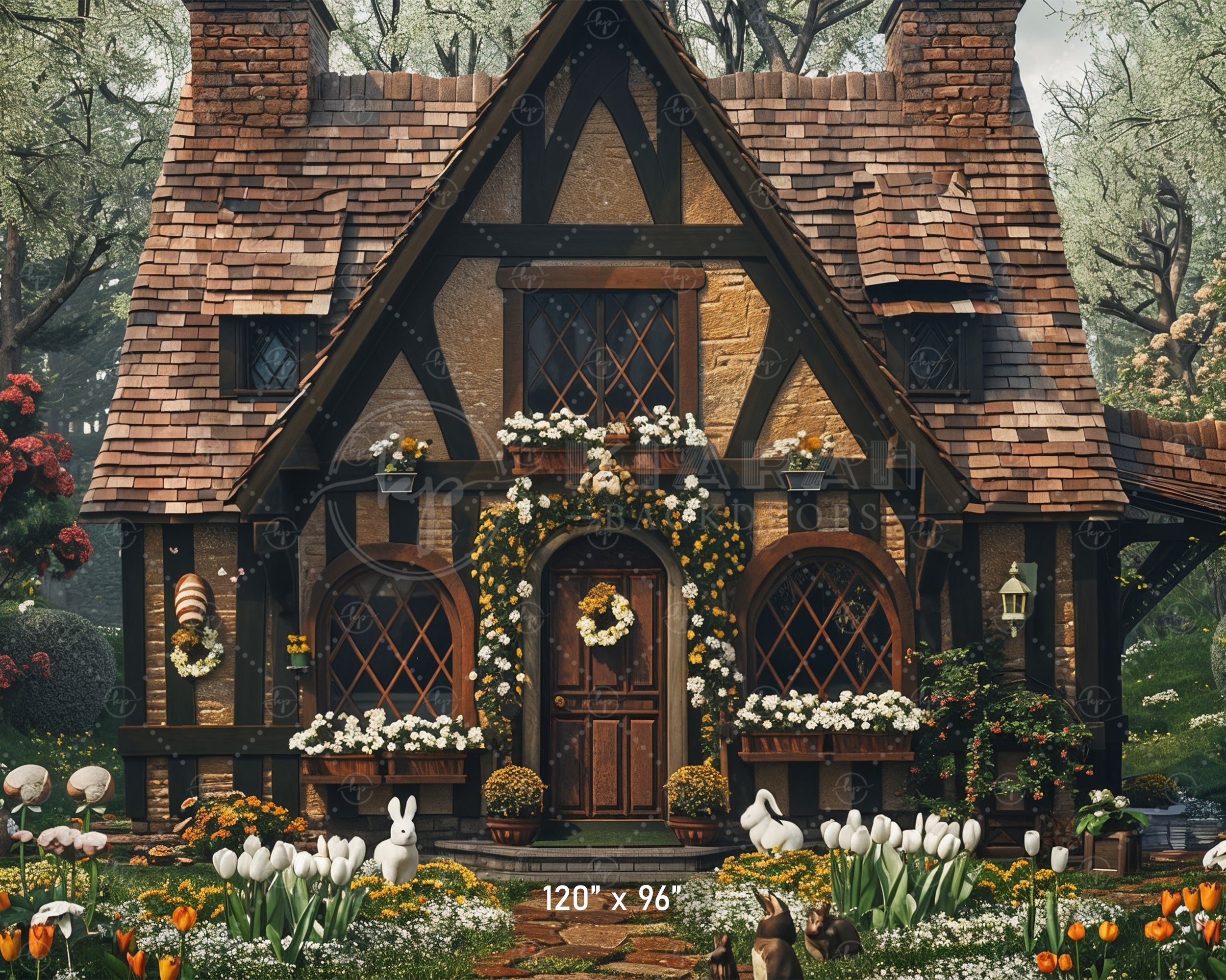 Enchanted Cottage Garden Backdrop