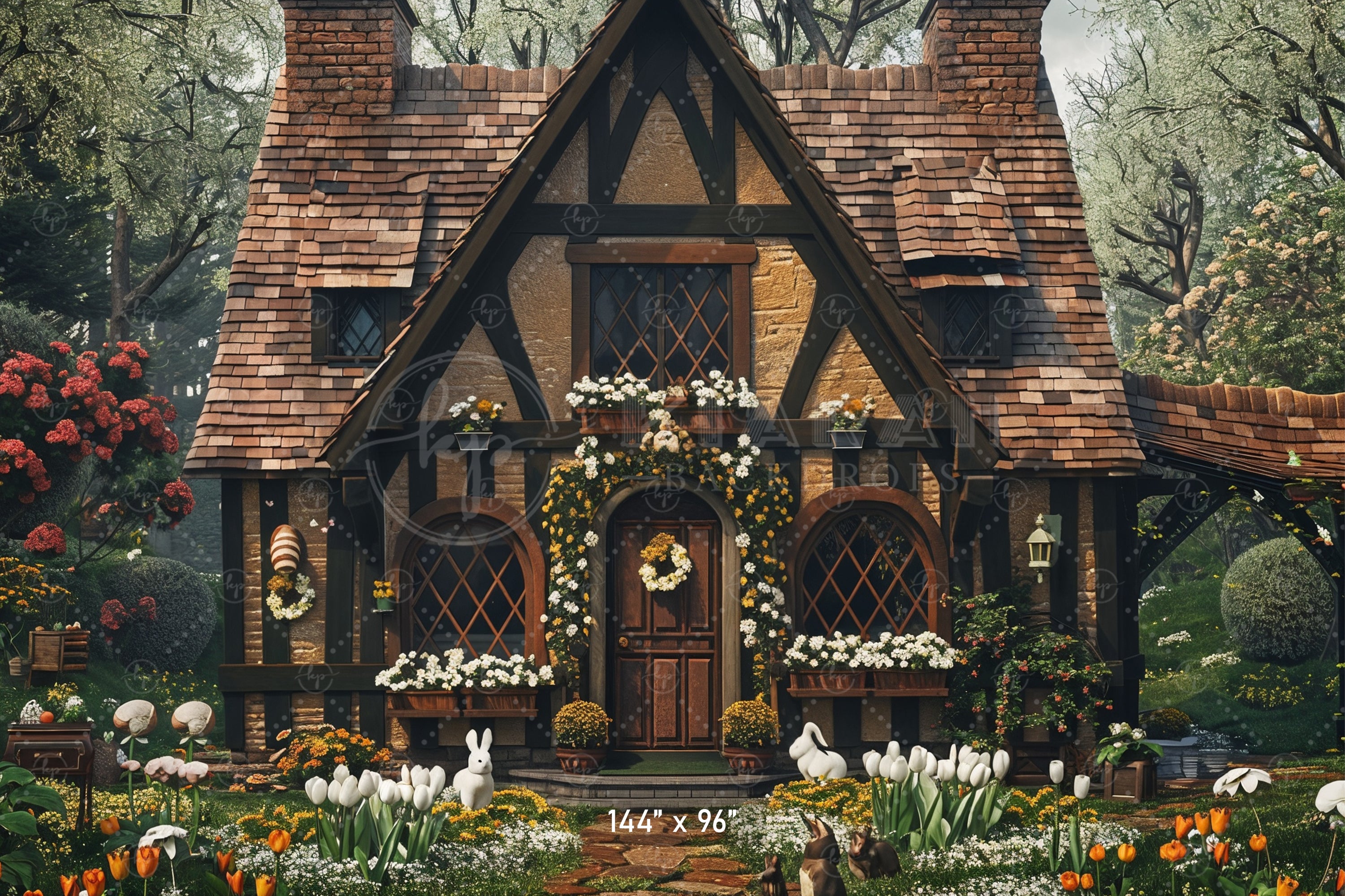 Enchanted Cottage Garden Backdrop