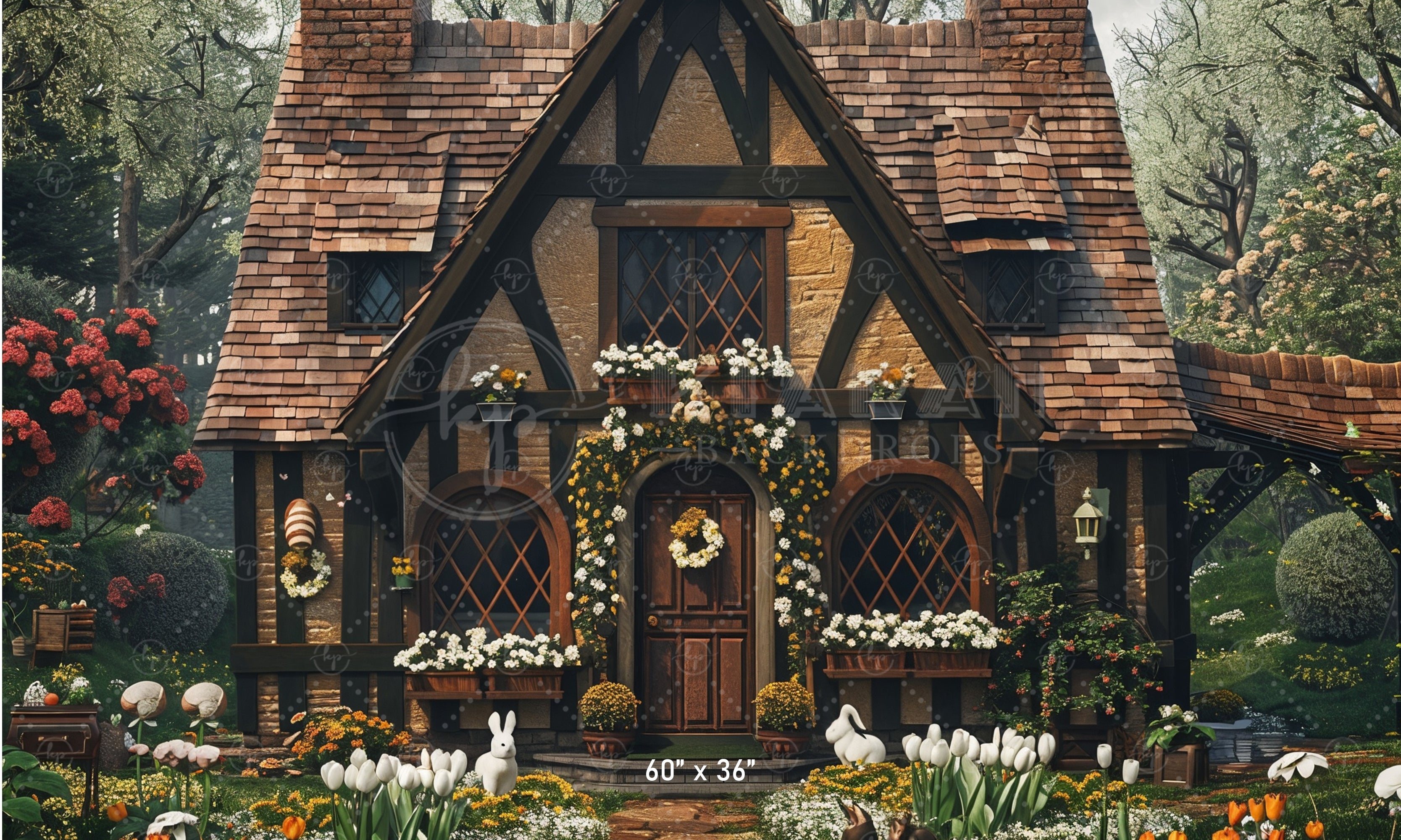 Enchanted Cottage Garden Backdrop