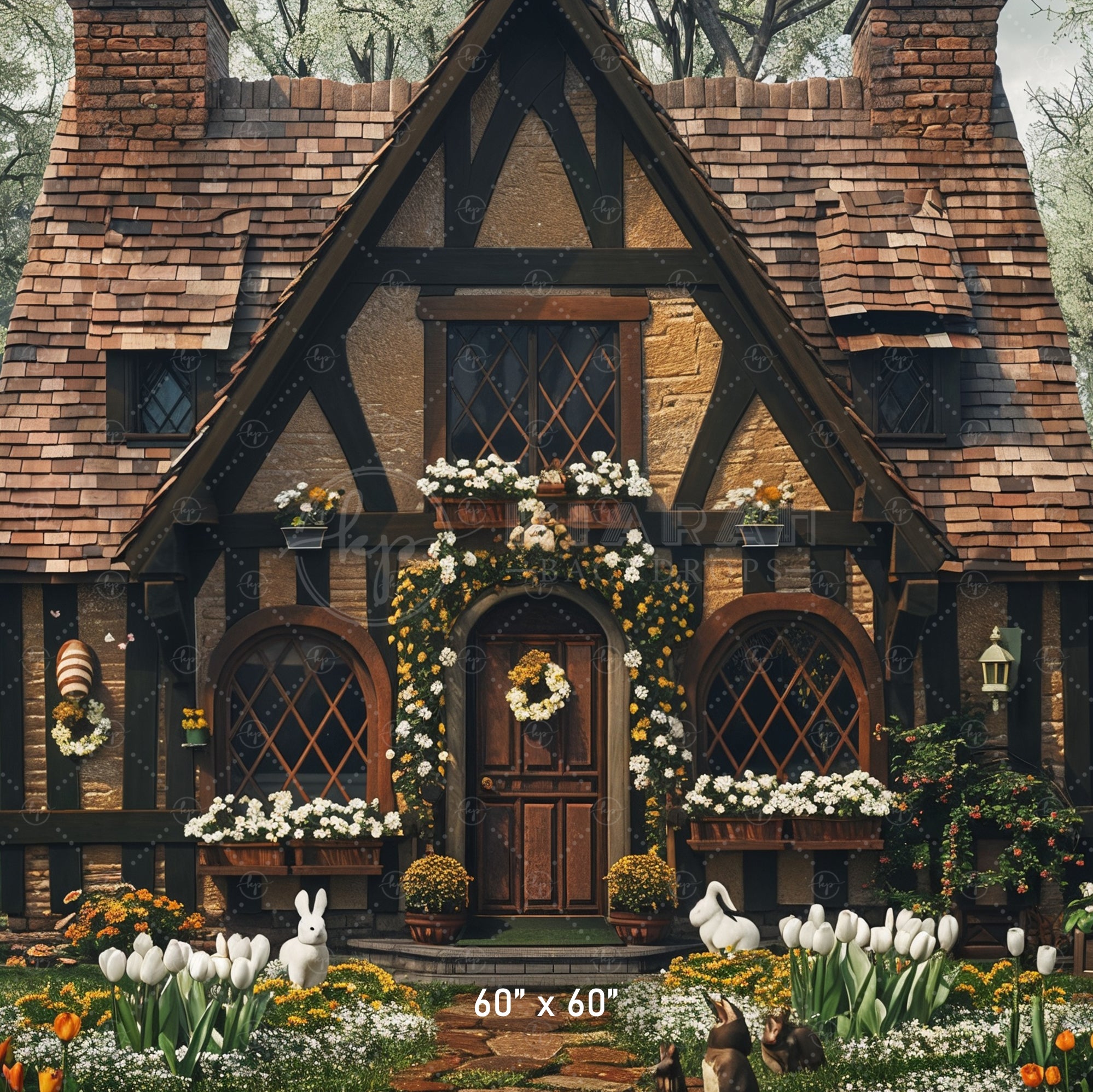 Enchanted Cottage Garden Backdrop