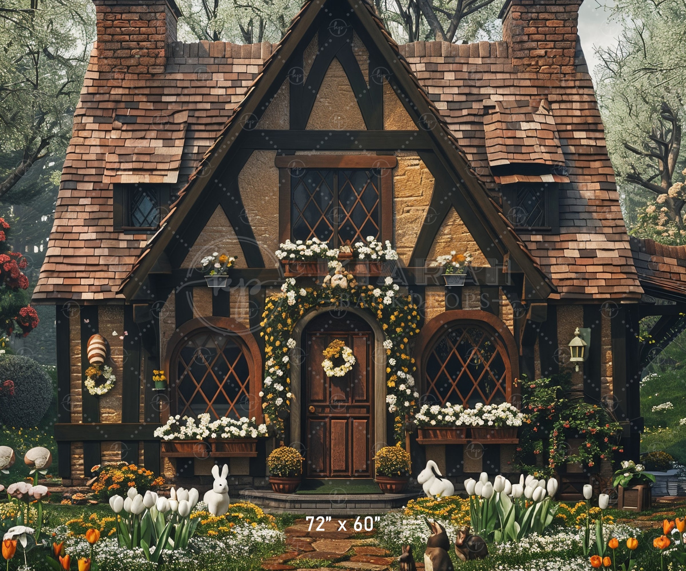 Enchanted Cottage Garden Backdrop