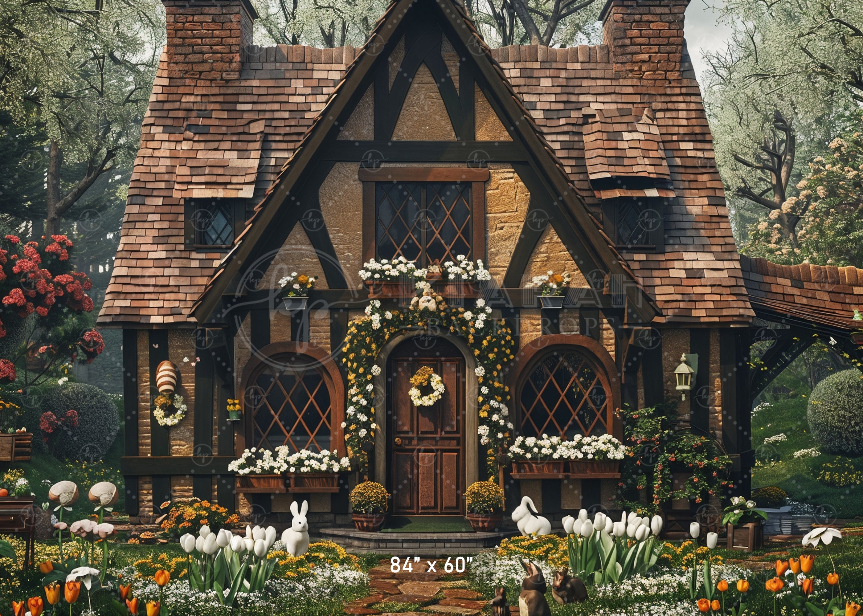 Enchanted Cottage Garden Backdrop