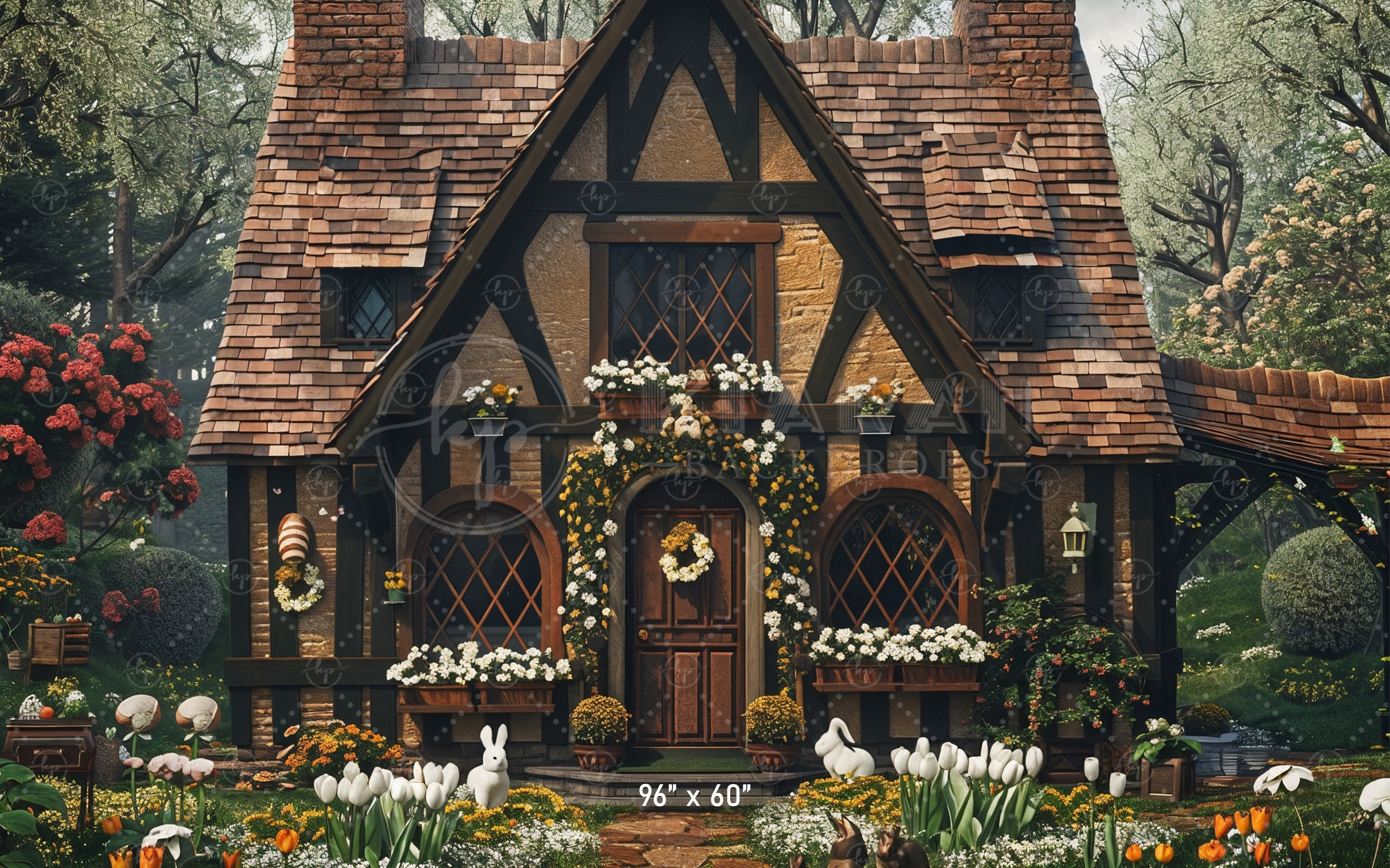 Enchanted Cottage Garden Backdrop