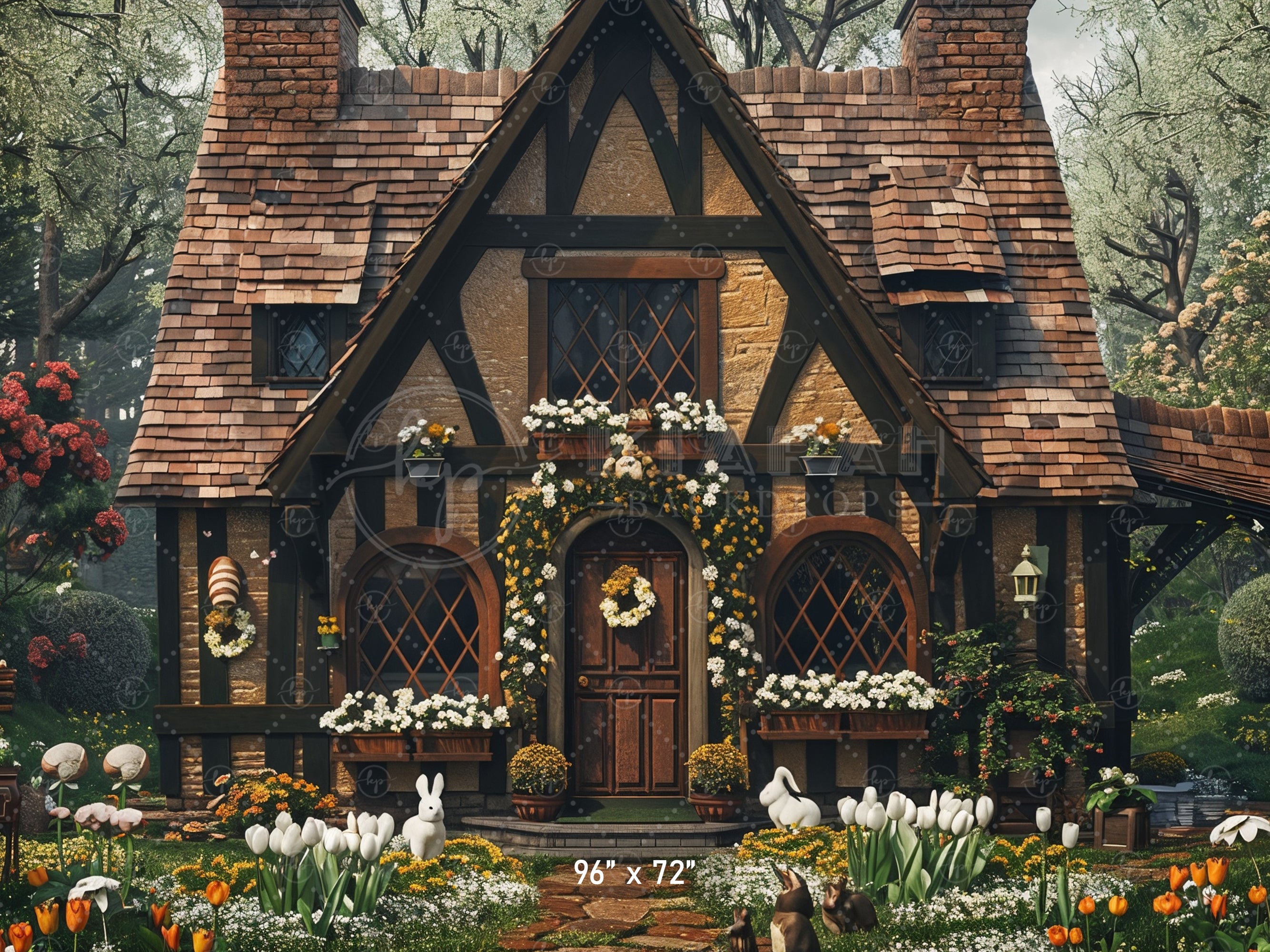 Enchanted Cottage Garden Backdrop