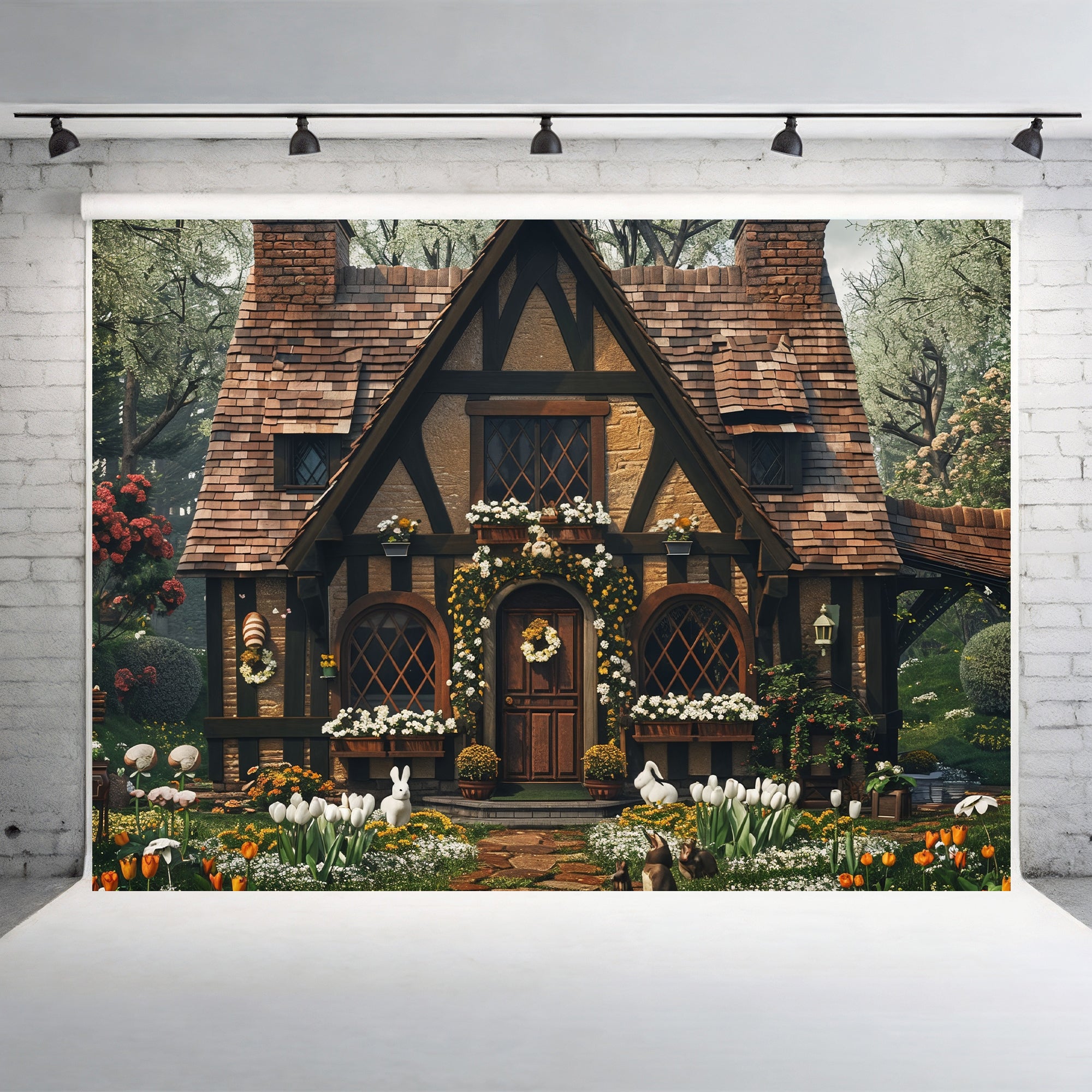 Enchanted Cottage Garden Backdrop