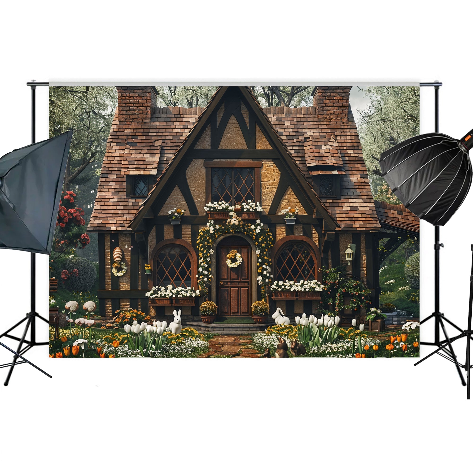 Enchanted Cottage Garden Backdrop