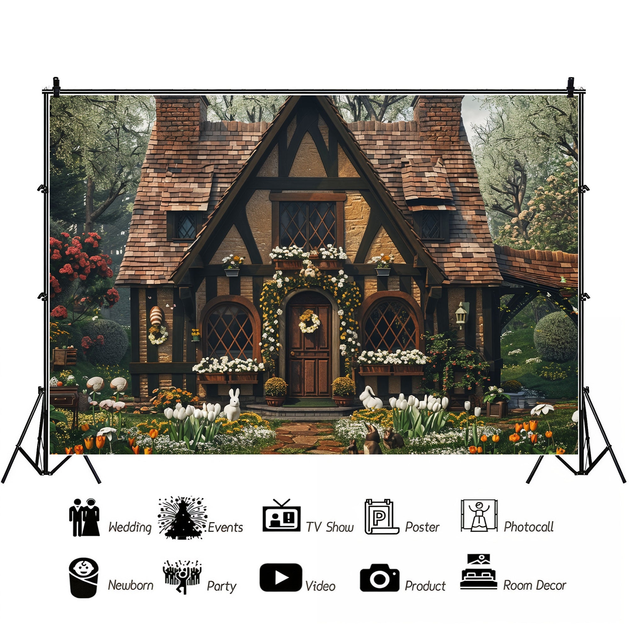 Enchanted Cottage Garden Backdrop