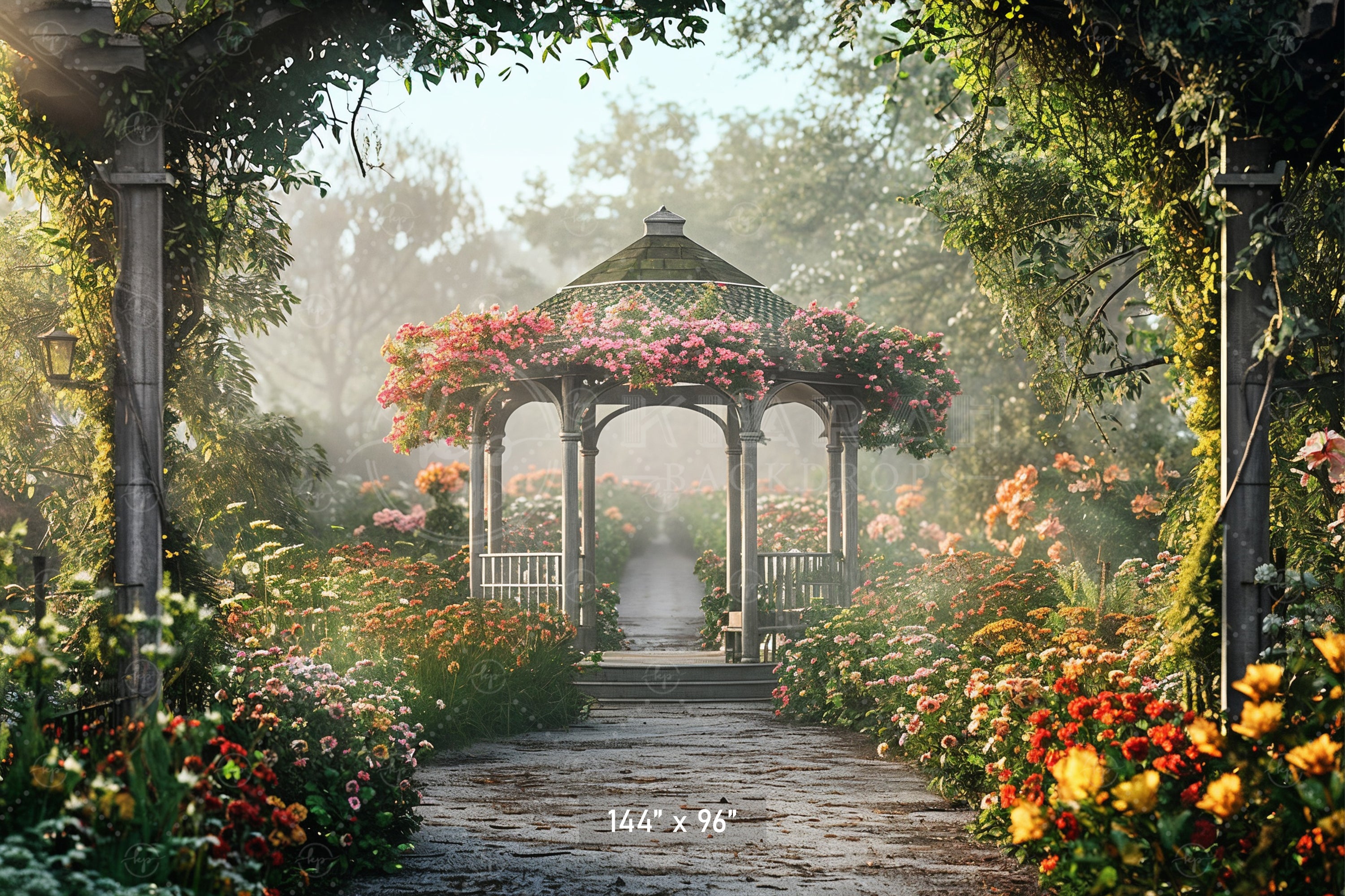 Romantic Garden Gazebo Backdrop