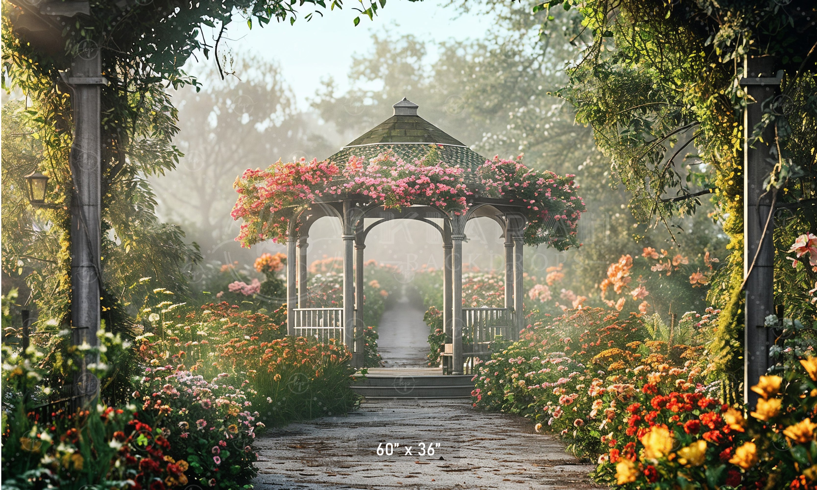Romantic Garden Gazebo Backdrop