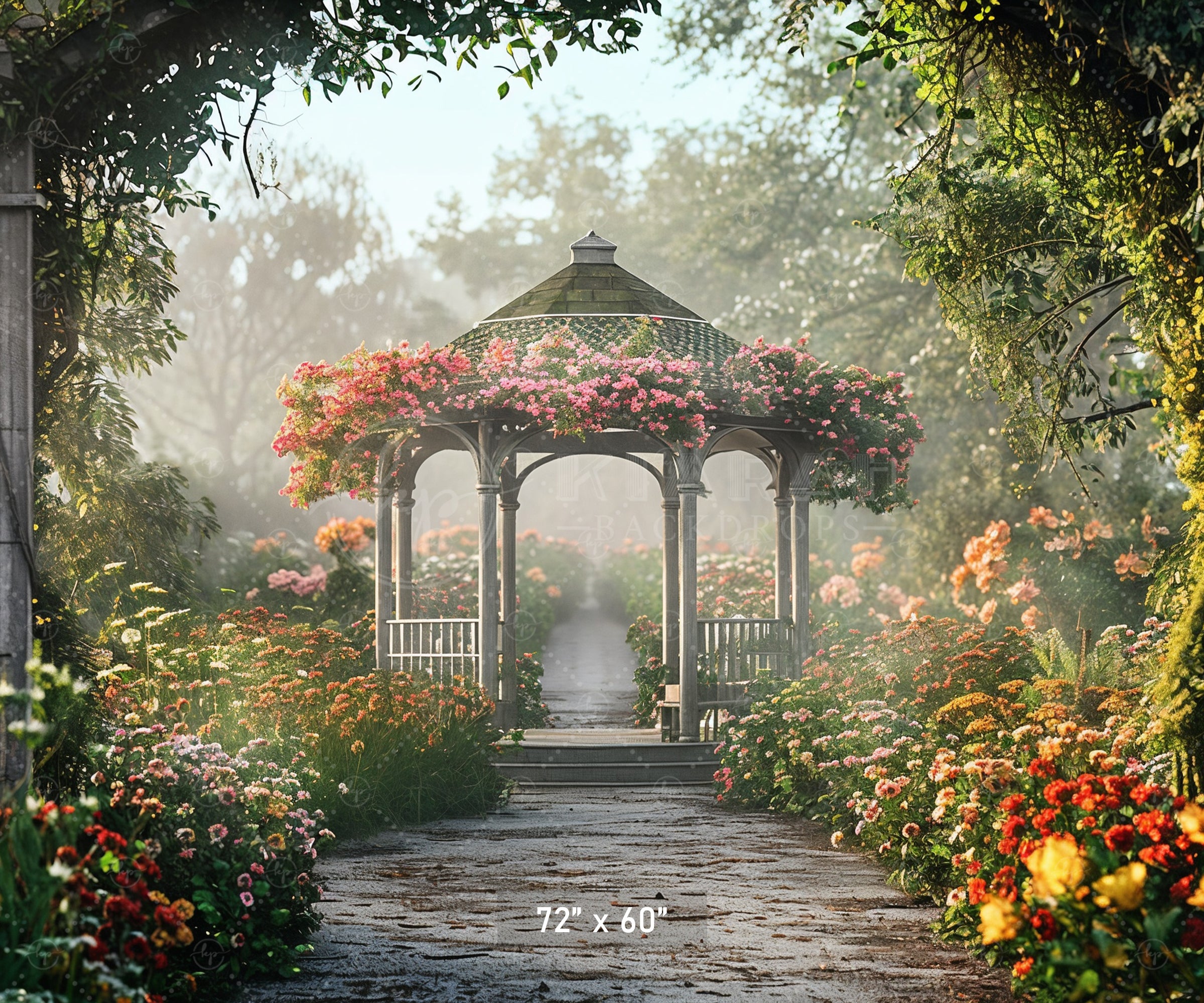 Romantic Garden Gazebo Backdrop
