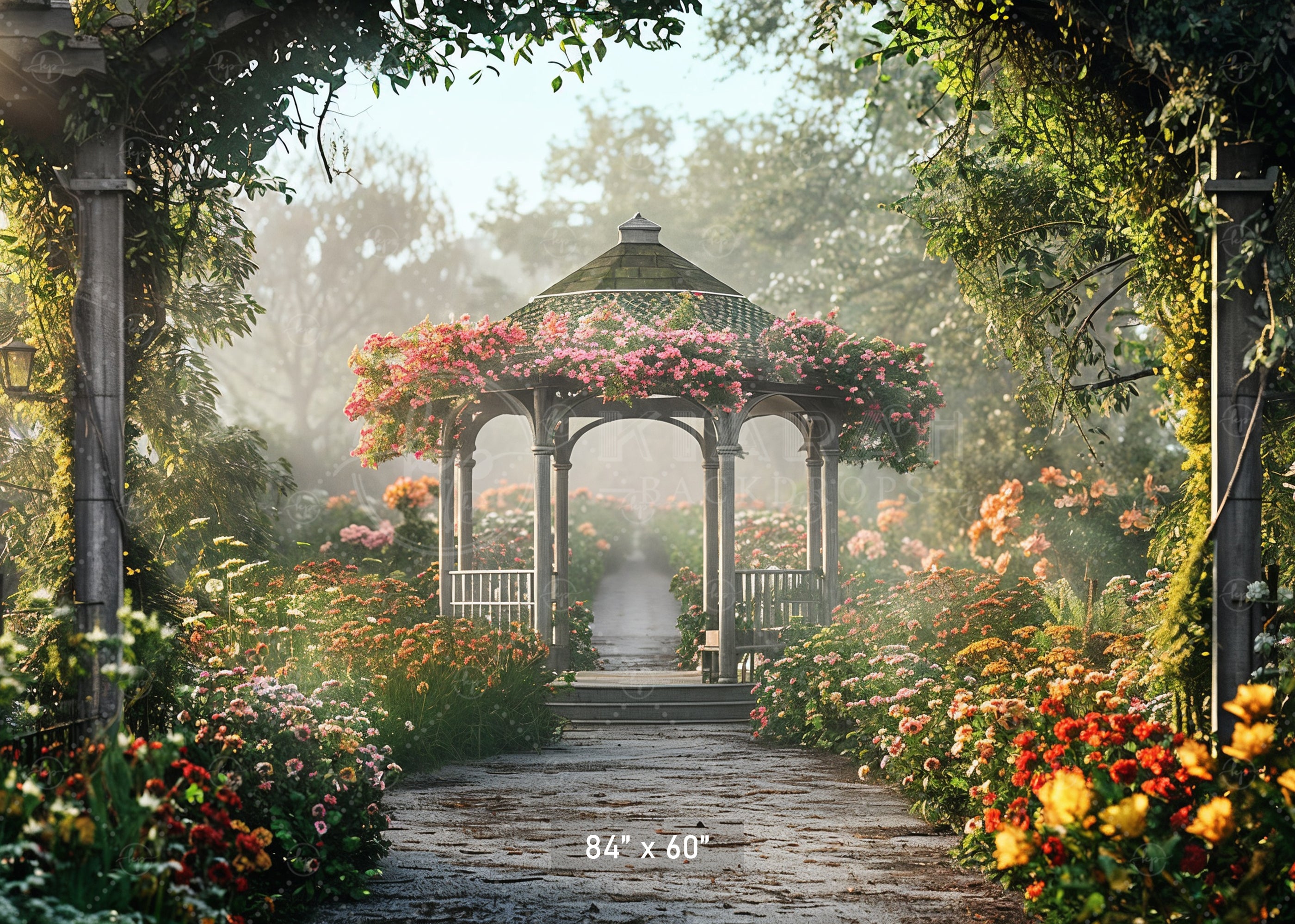 Romantic Garden Gazebo Backdrop