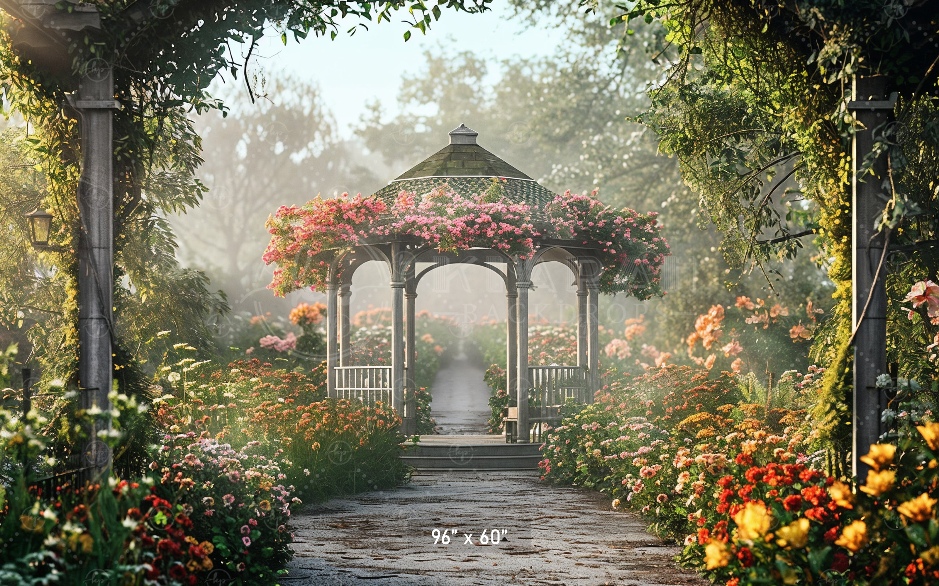 Romantic Garden Gazebo Backdrop