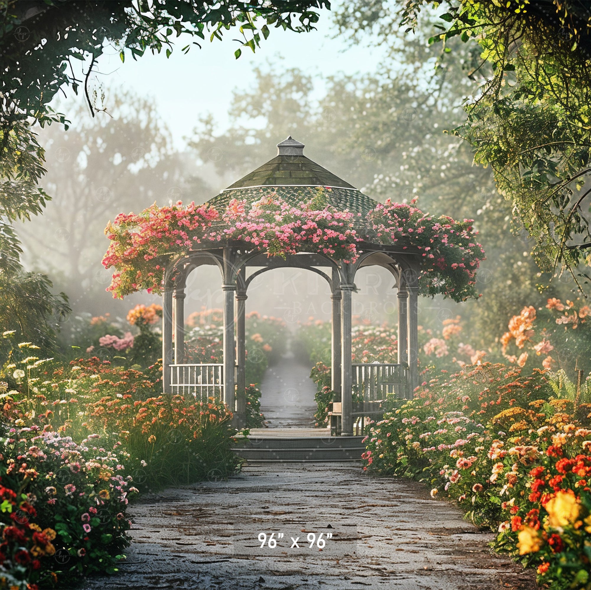 Romantic Garden Gazebo Backdrop