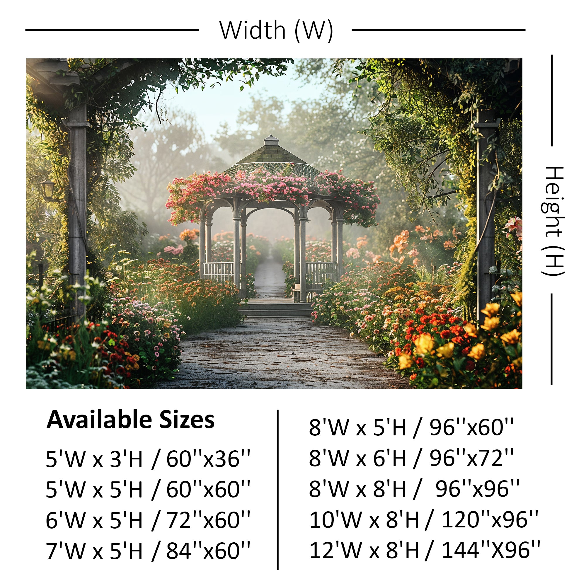 Romantic Garden Gazebo Backdrop